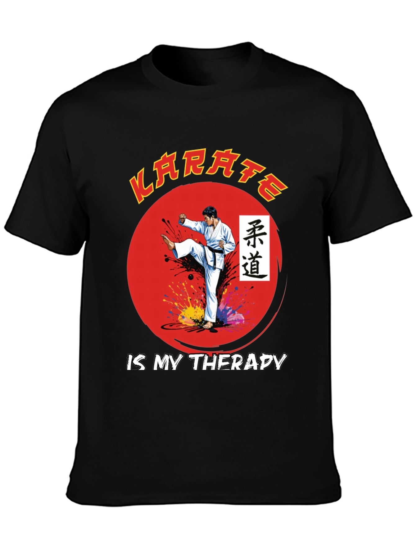 Black Karate is My Therapy Black T-Shirt view 3