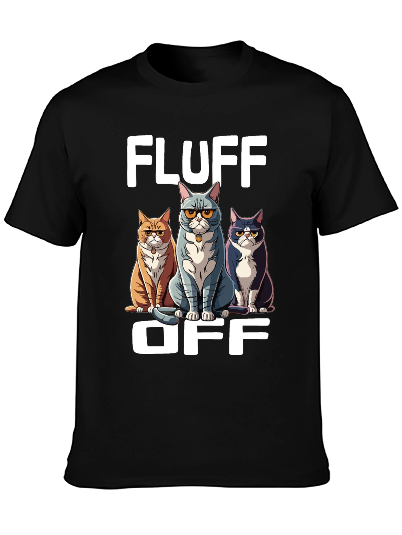 Black Fluff Off Cat Graphic T-Shirt view 3