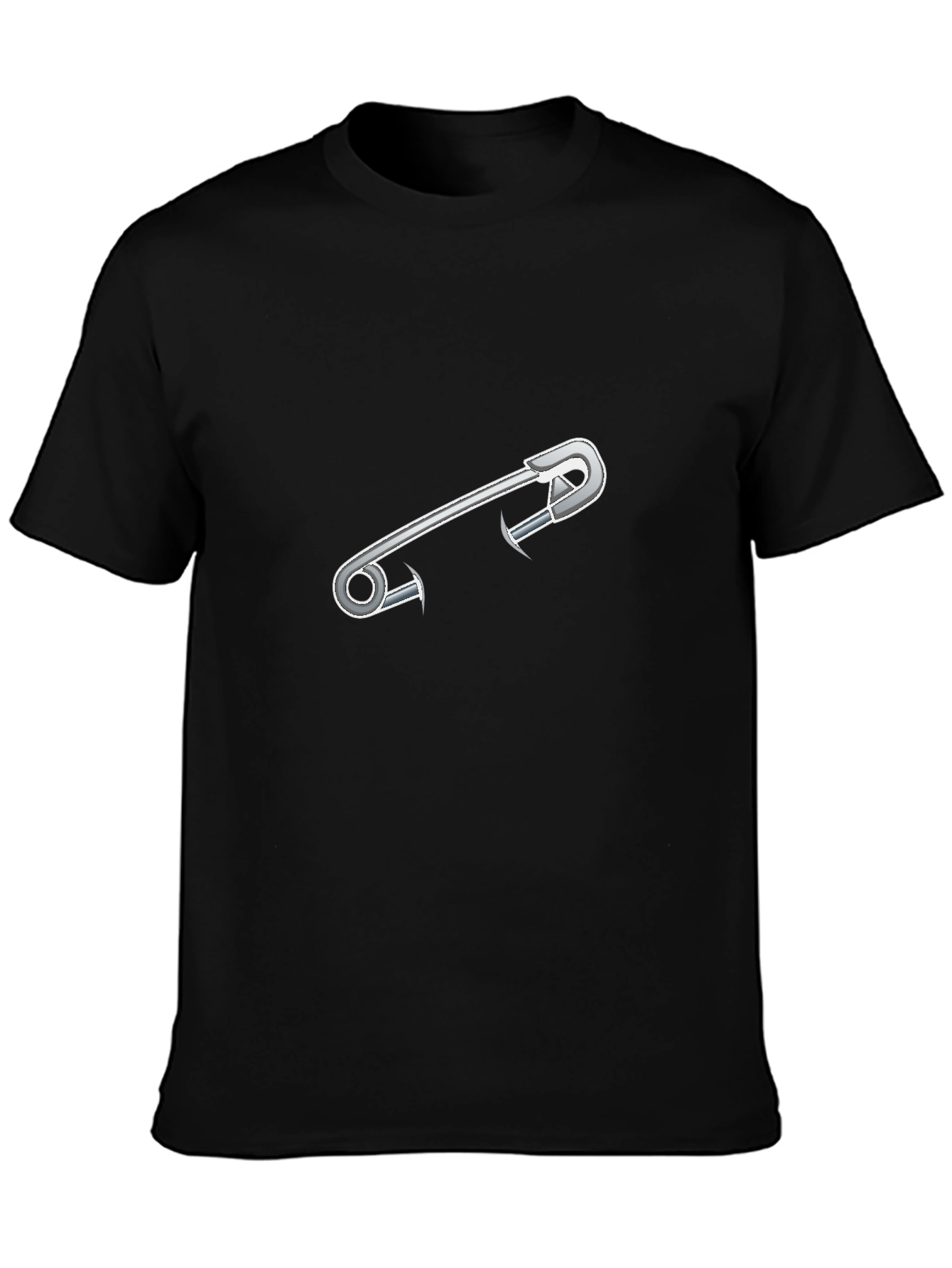Black Safety Pin Graphic Tee - Black Cotton Comfort view 3