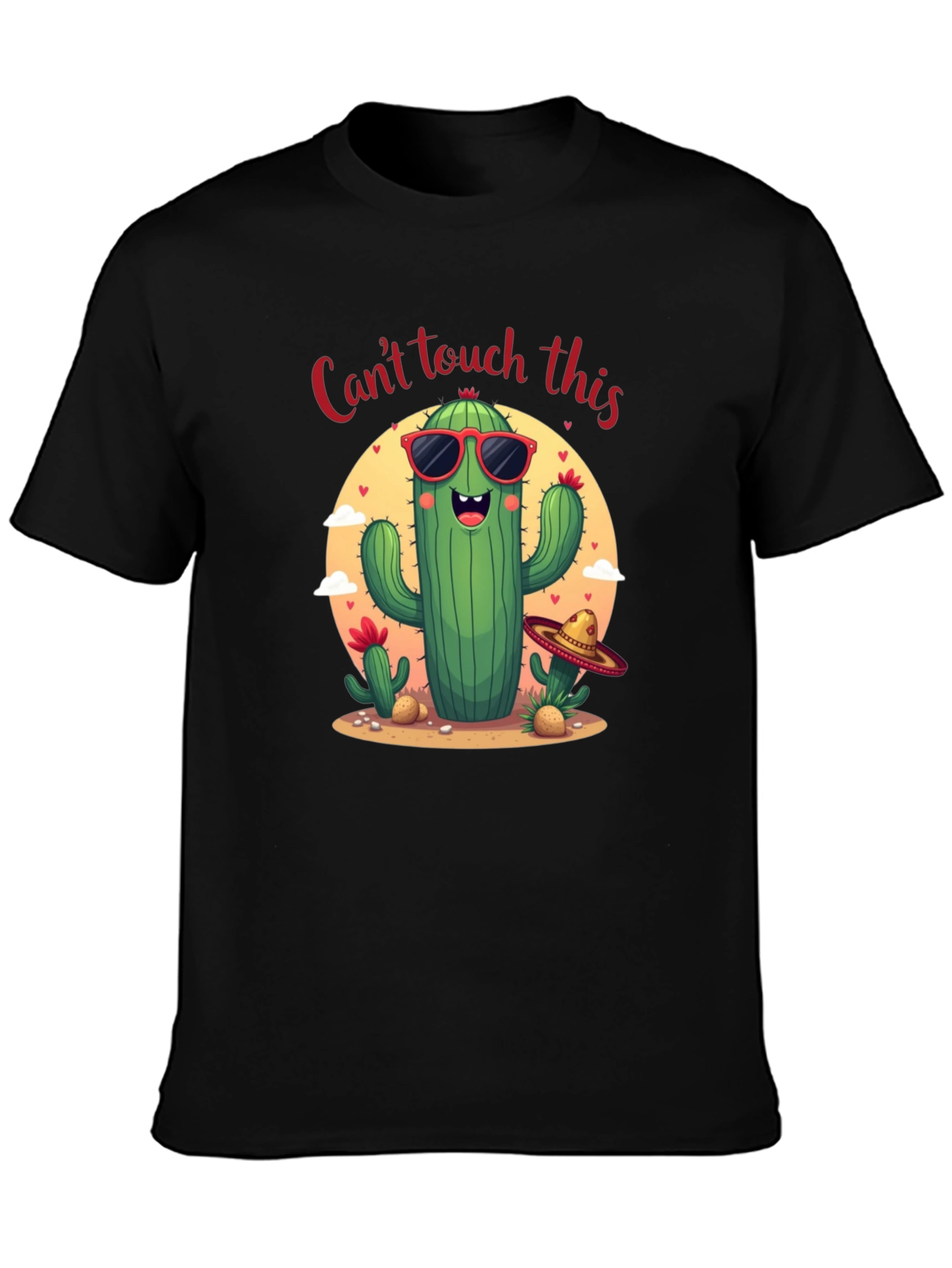 Black Funny Cactus Graphic Tee - "Can't Touch This" view 3