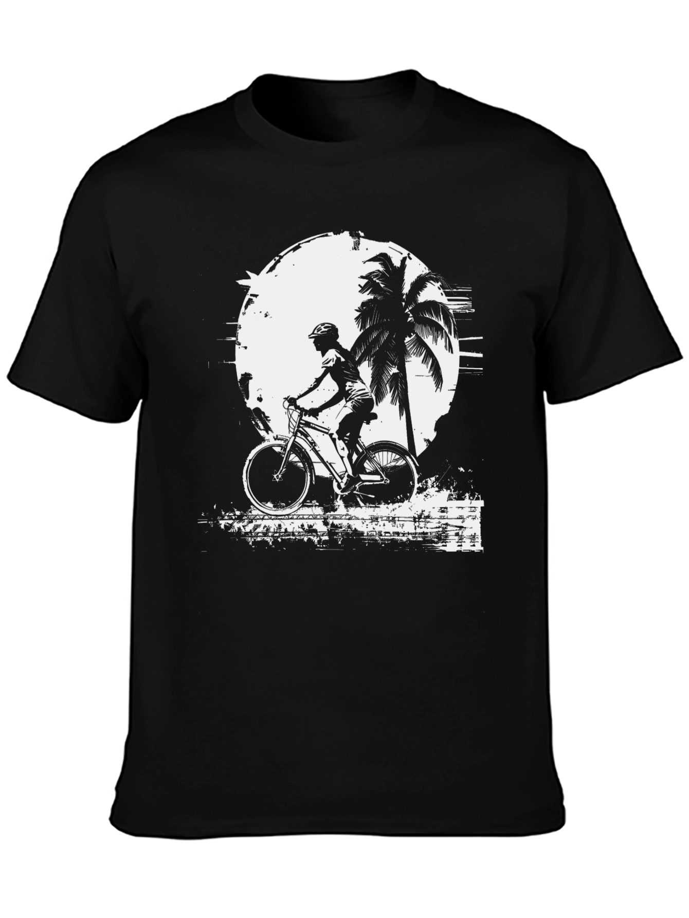 Black Biker Palm Tree Graphic Black T-Shirt view 3
