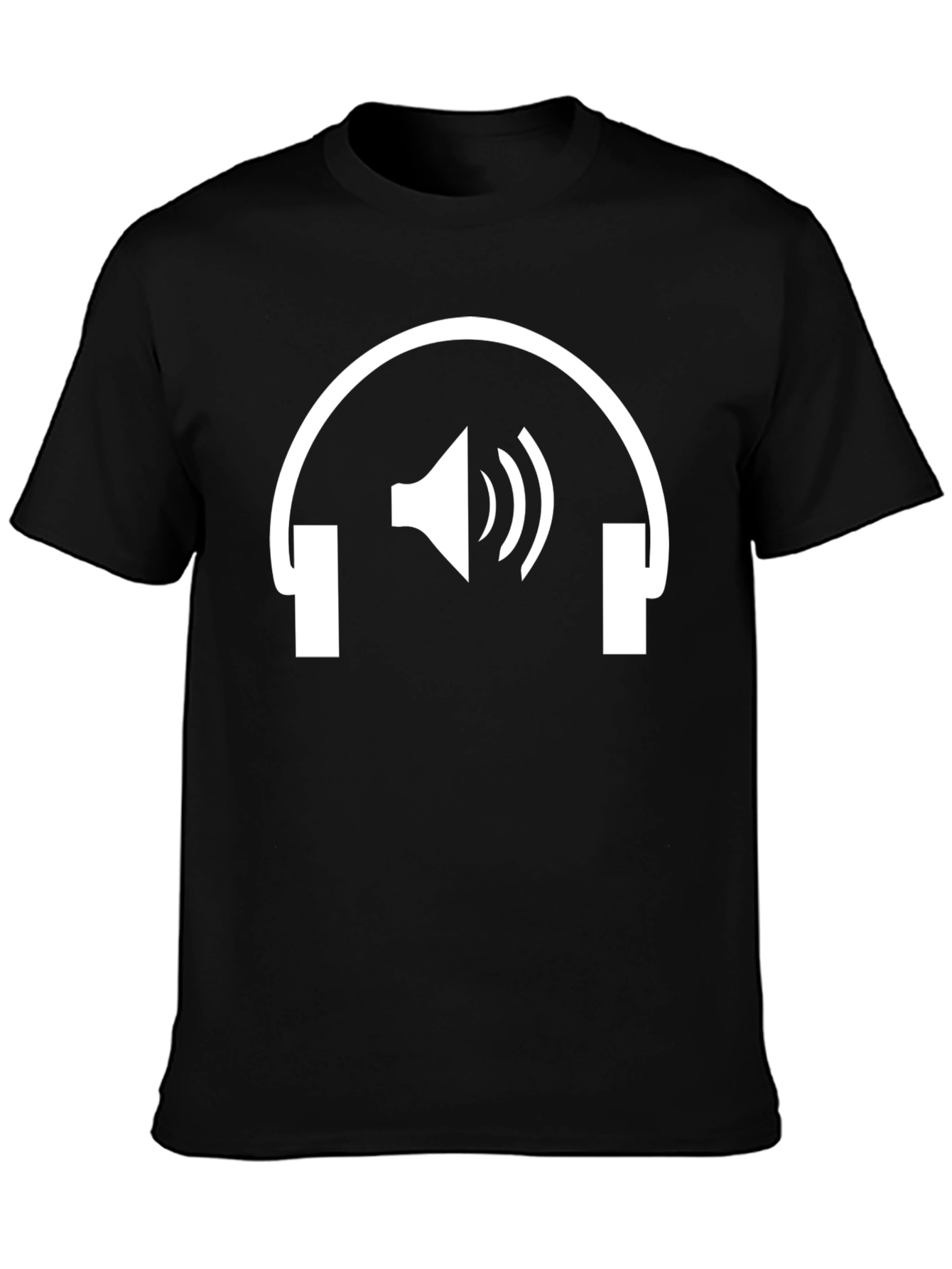 Black Headphones Speaker Graphic Tee - Black Cotton T-Shirt view 3