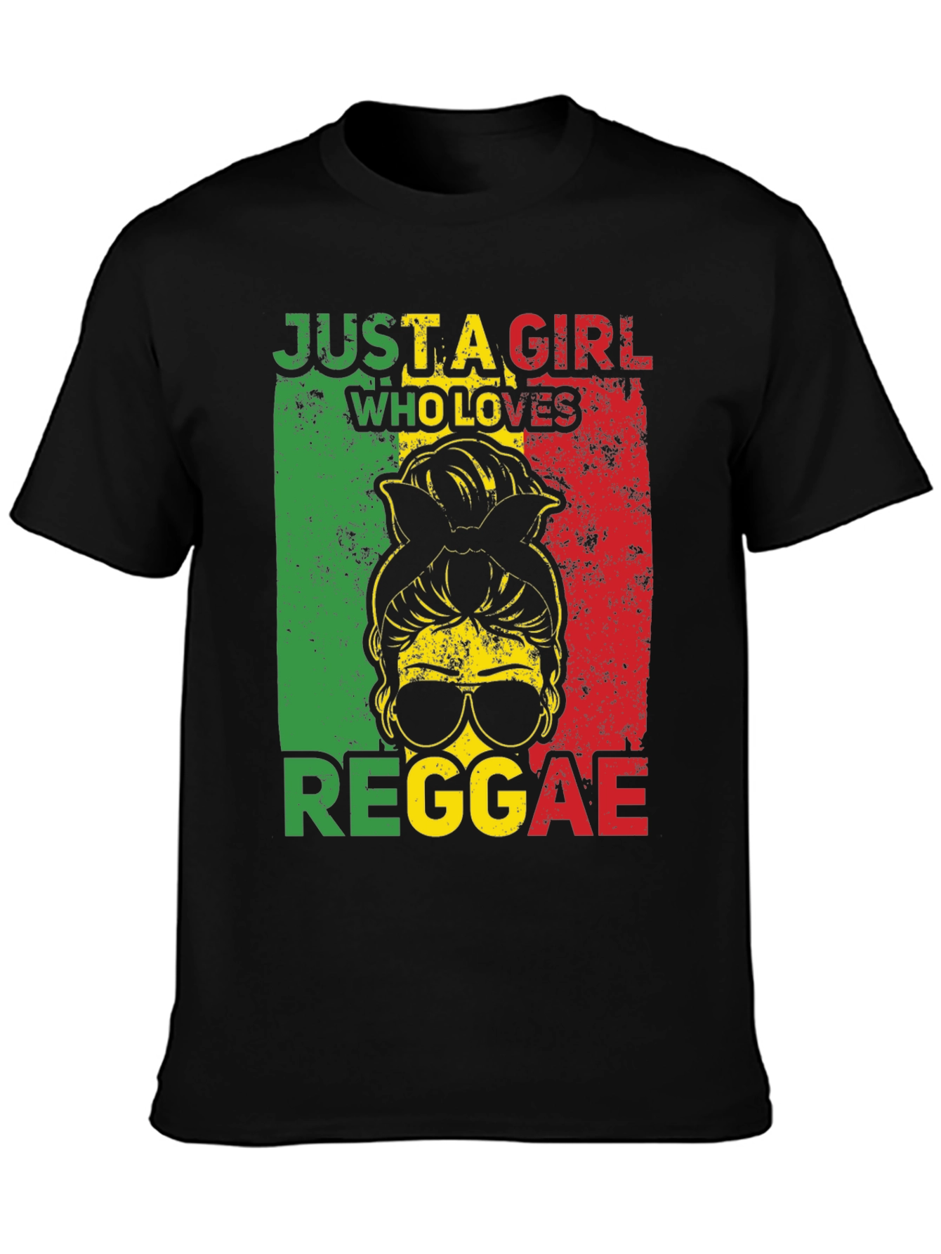 Black Reggae Girl Graphic Tee - Rastafarian Style view 3