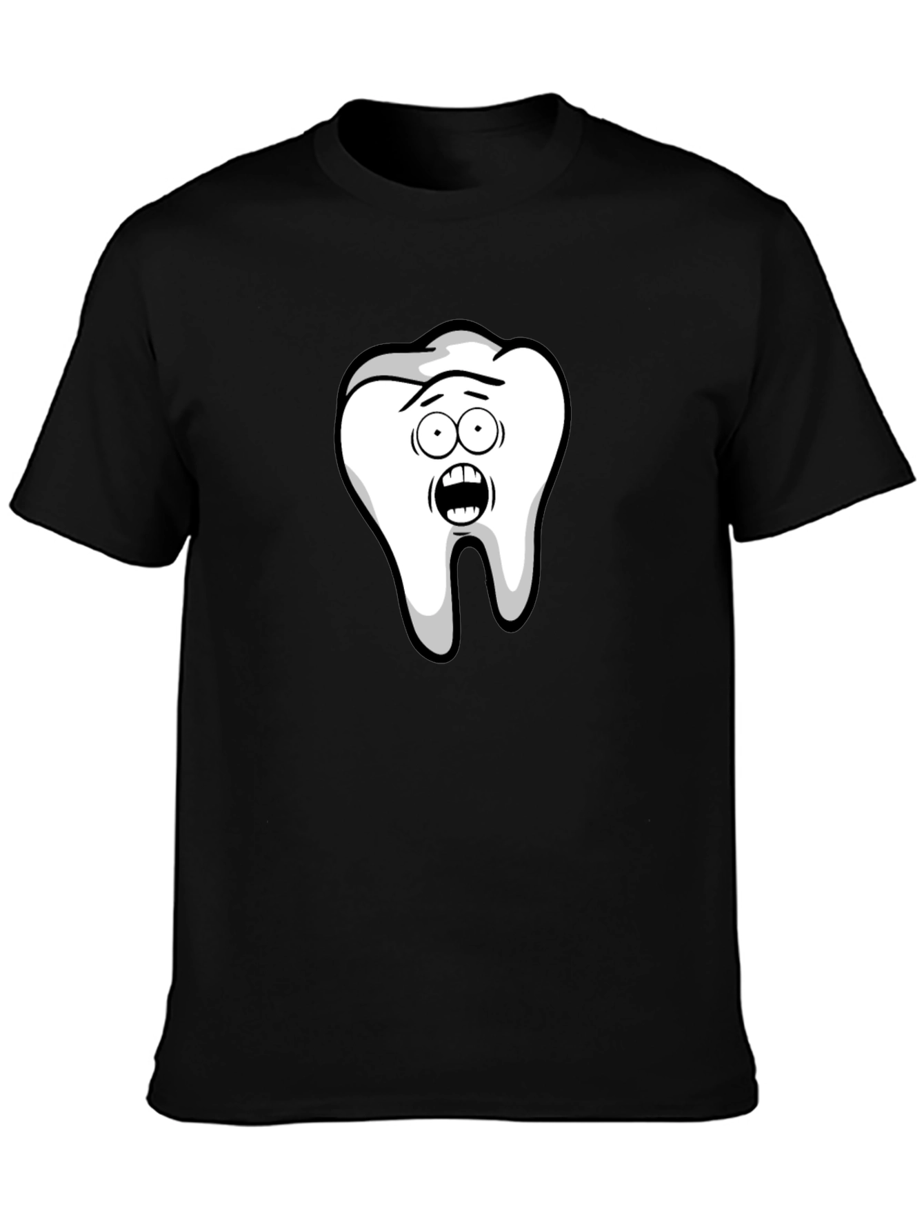 Black Funny Cartoon Tooth Black T-Shirt view 3
