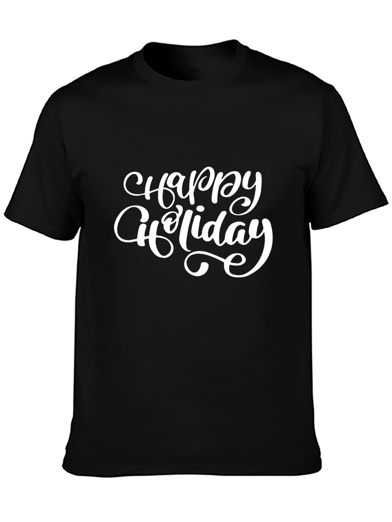 Black Happy Holiday Graphic Tee - Unisex Soft Cotton T-Shirt view 3