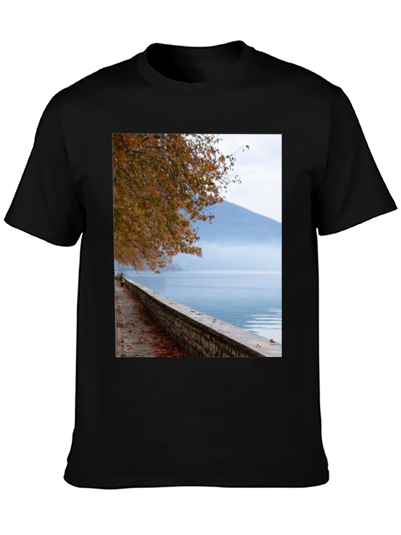 Black Scenic Lakeside View Graphic Tee view 3