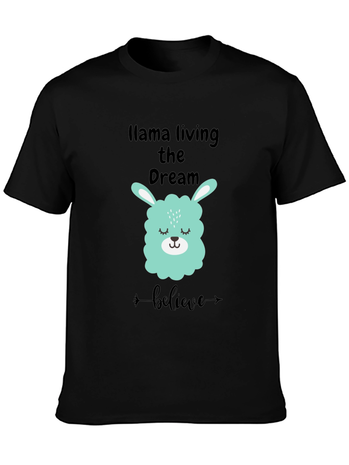 Black Llama Living the Dream Black Graphic Tee view 3
