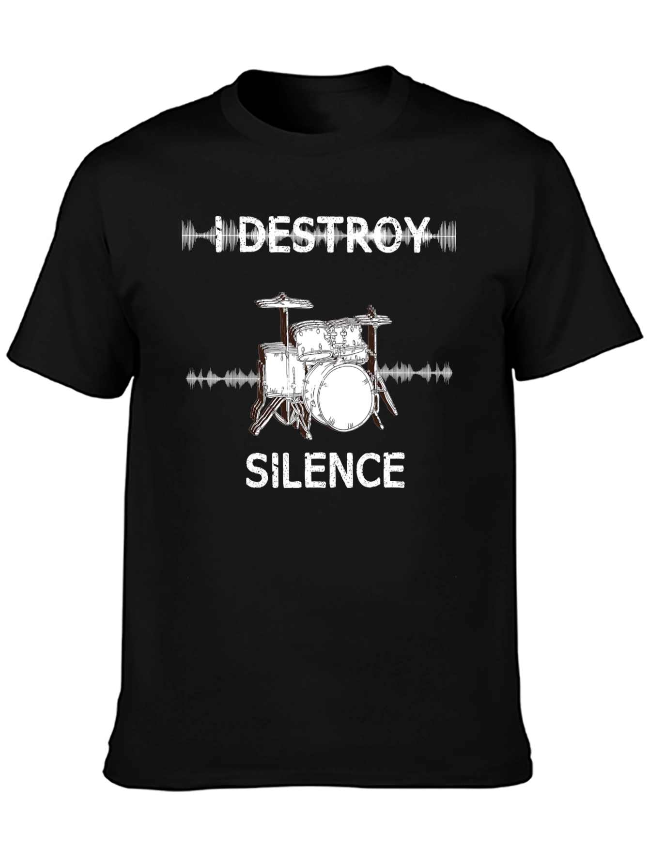 Black I DESTROY SILENCE Drummer T-Shirt - Musician Tee view 3