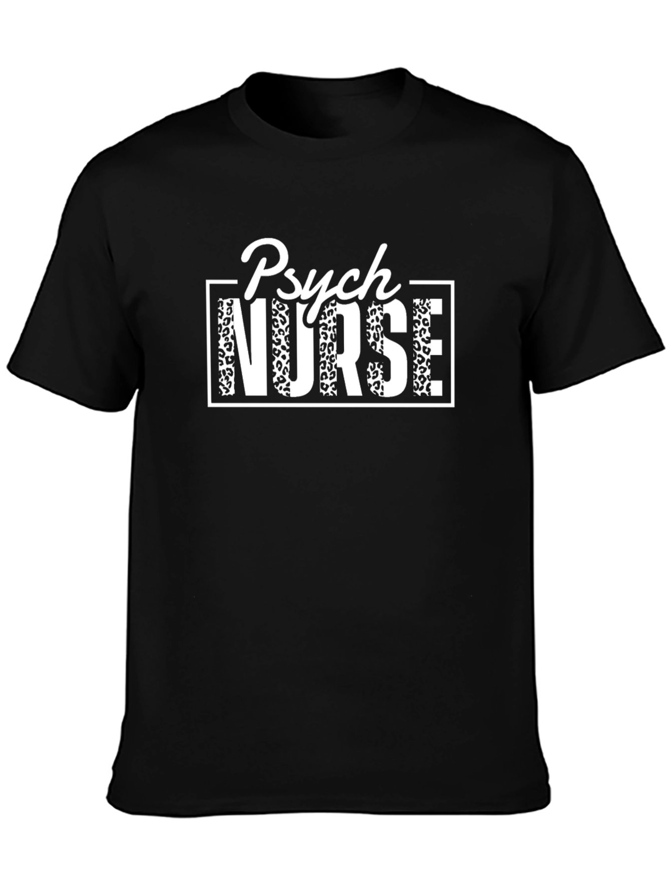 Black Psych Nurse Leopard Print Graphic T-Shirt view 3