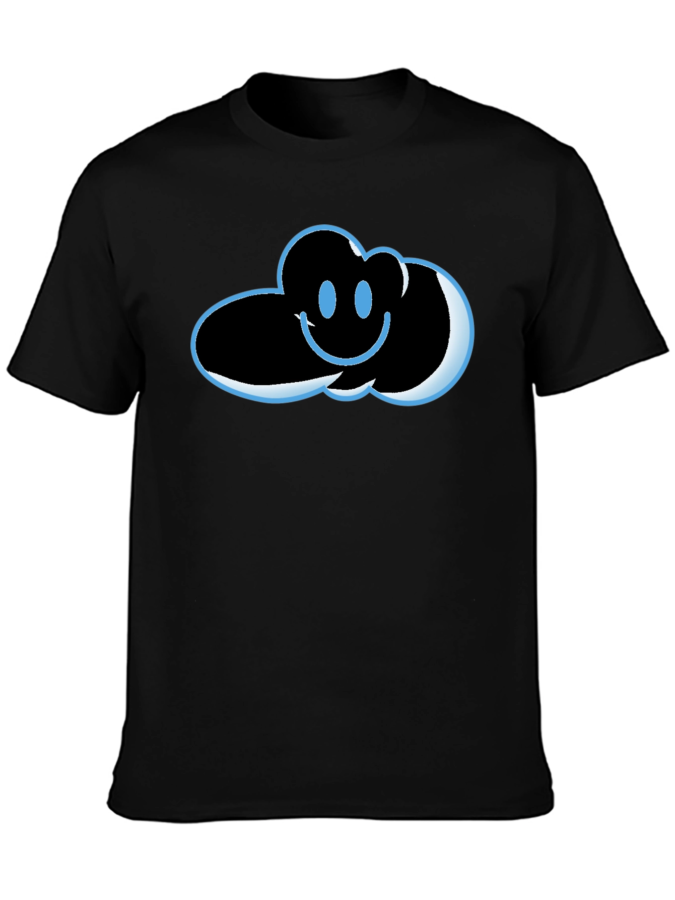 Black Cloud Smiley Graphic T-Shirt - Soft Cotton Blend view 3