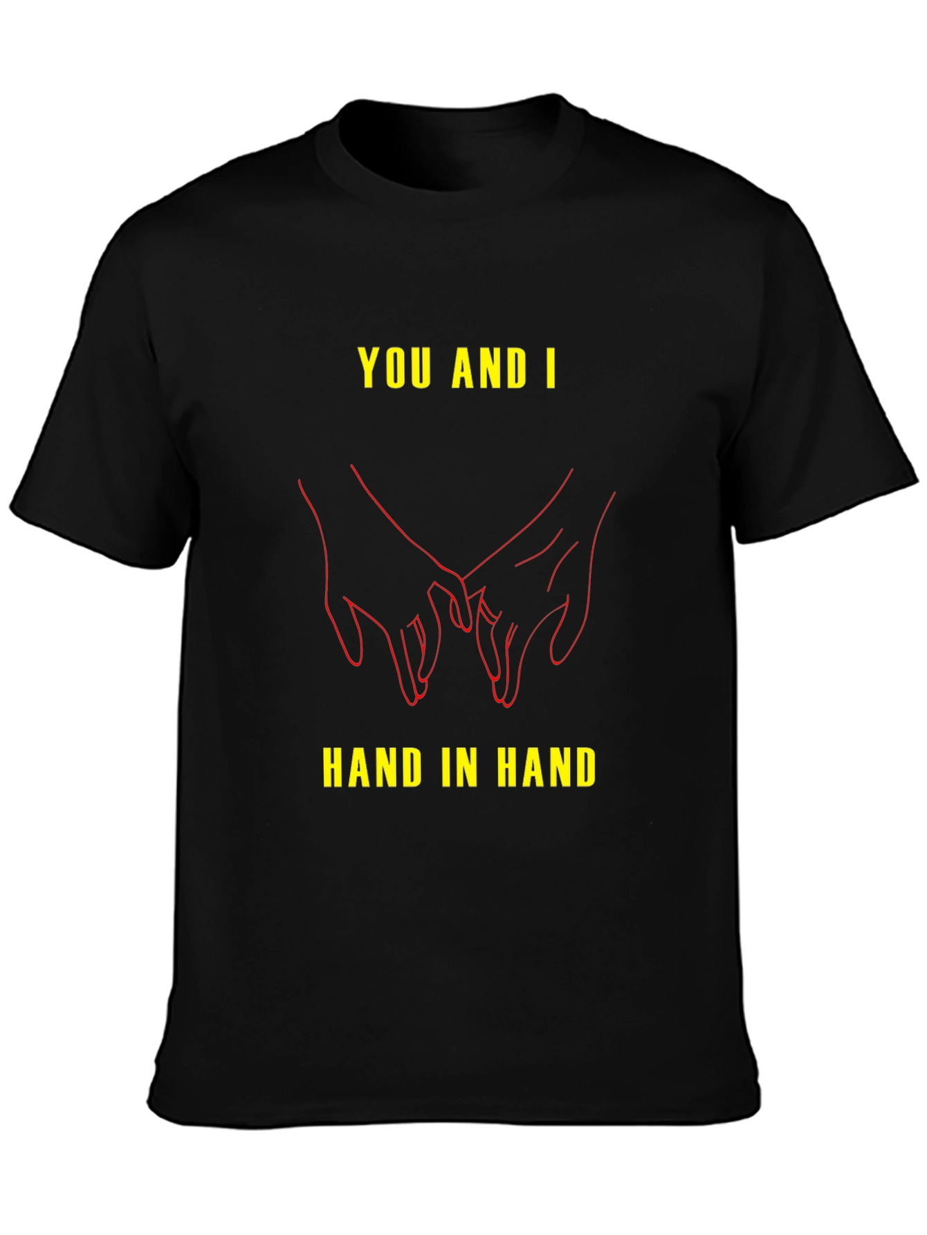 Black You and I Hand in Hand Graphic Tee - Black Unisex Shirt view 3