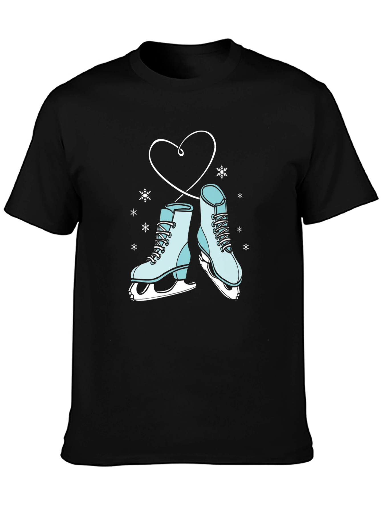 Black Ice Skate Heart Graphic Tee - Winter Fashion view 3