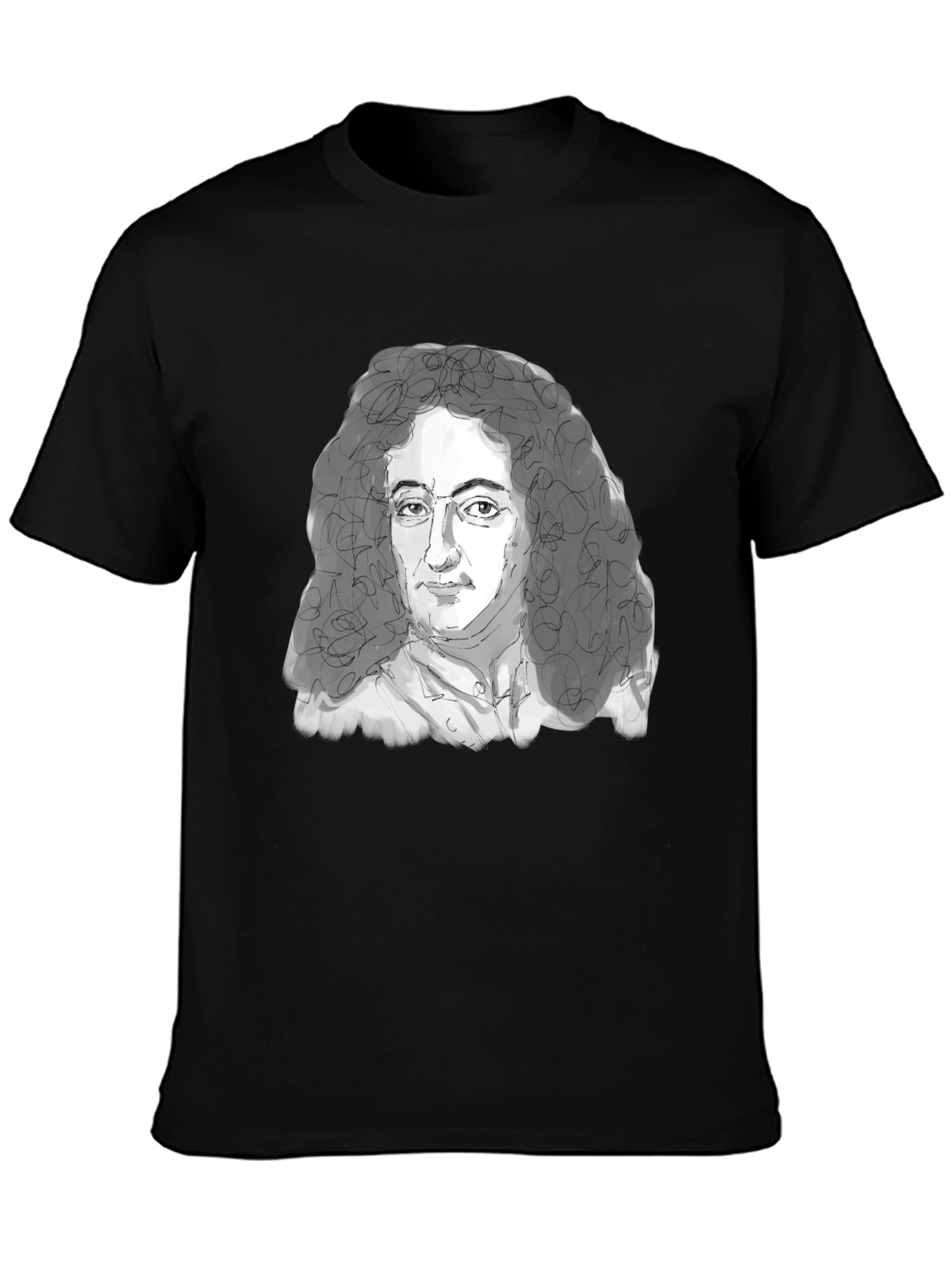Black Leibniz Portrait T-Shirt - Black Graphic Tee view 3