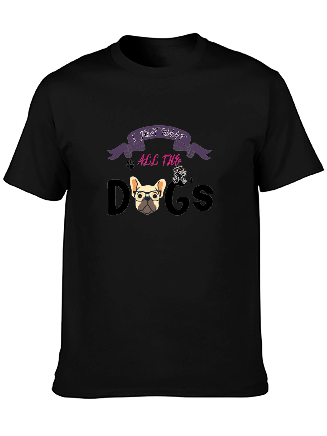 Black I Just Want All The Dogs Graphic T-Shirt view 3