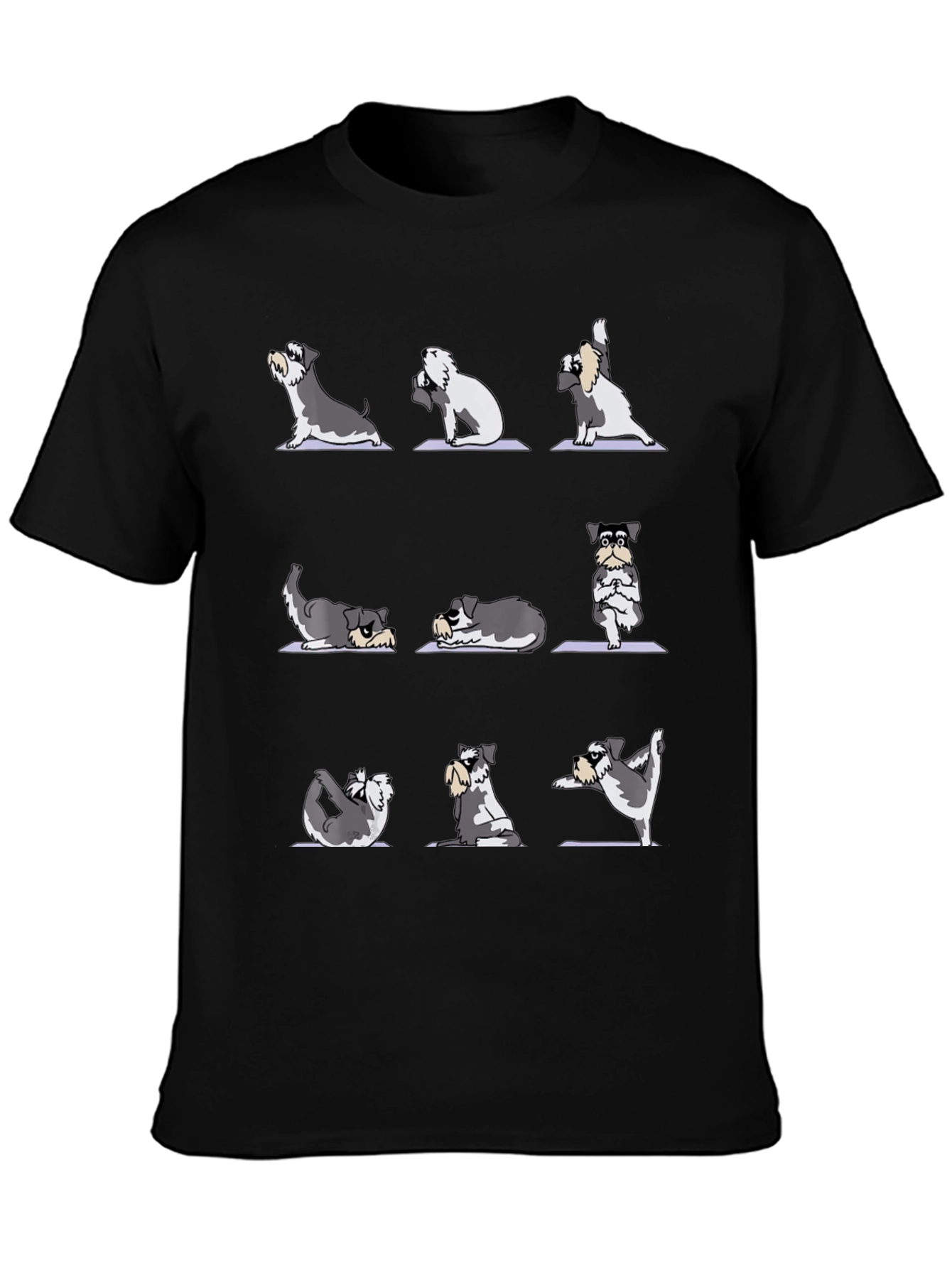 Black Yoga Dog T-Shirt - Zen Schnauzer Poses view 3