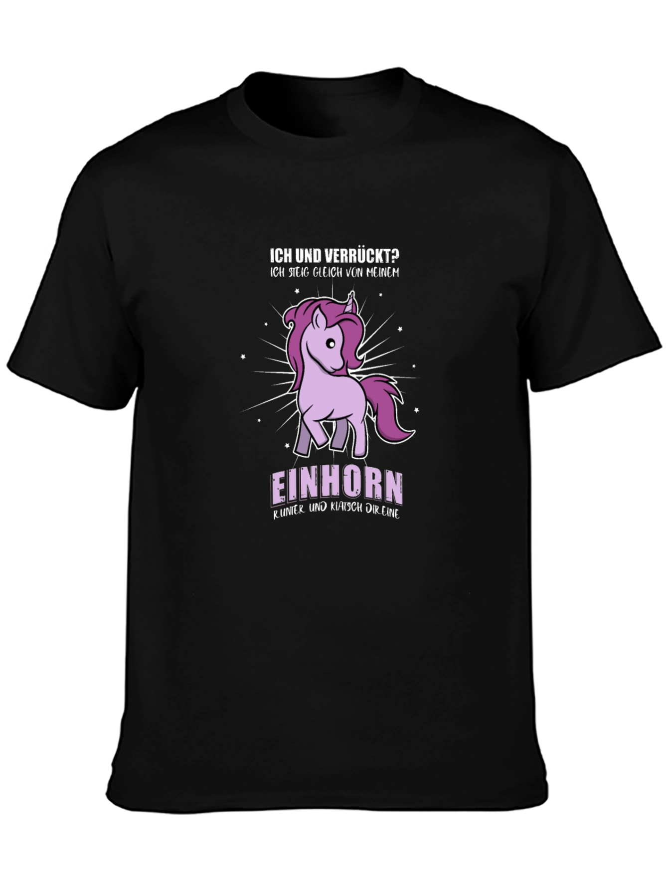 Black Funny Unicorn Graphic T-Shirt - Ich und Verrückt? view 3