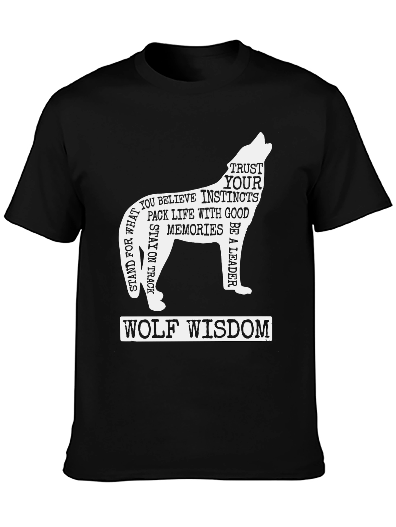 Black Wolf Wisdom T-Shirt - Inspirational Graphic Tee view 3