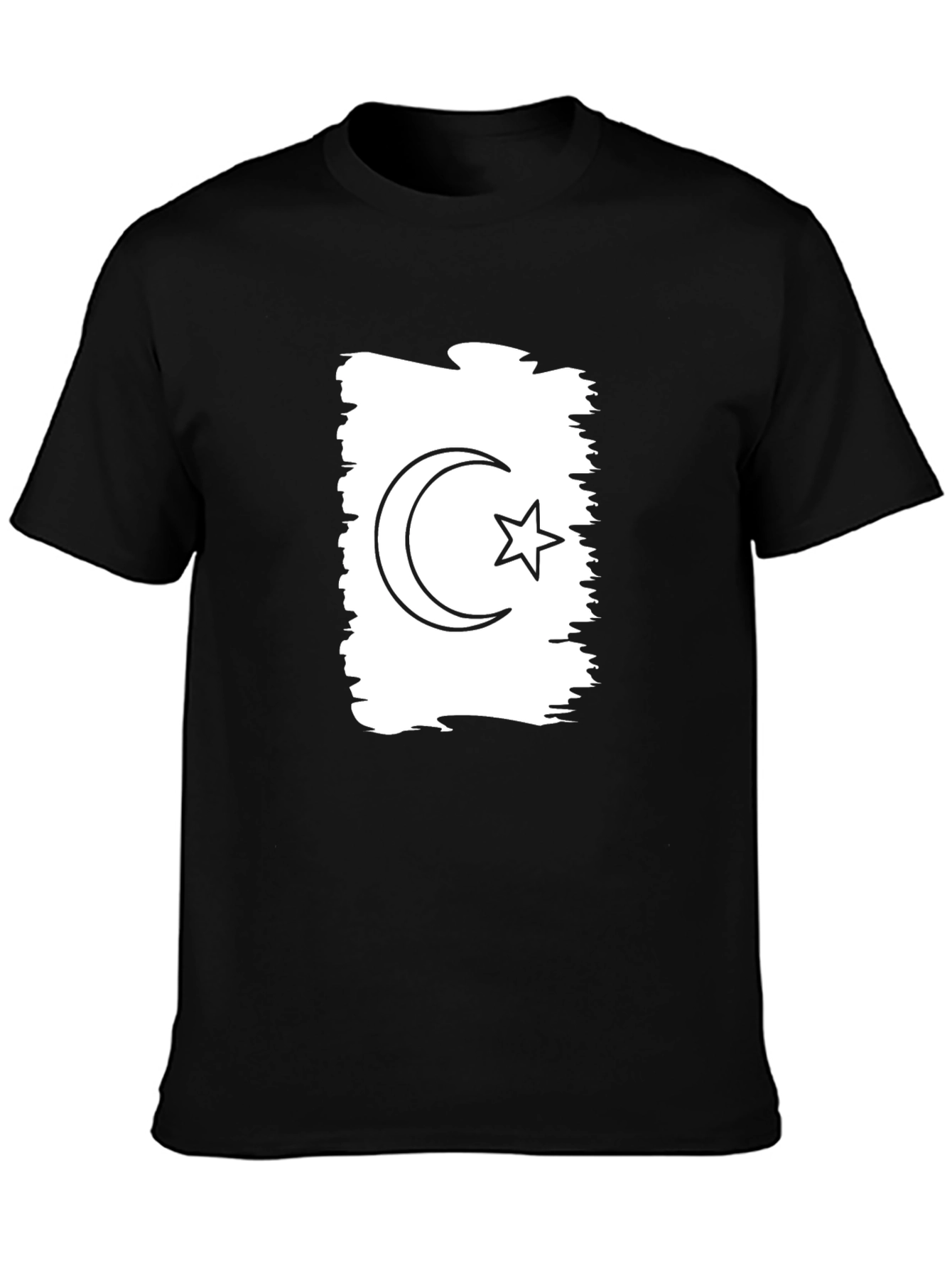 Black Crescent & Star Graphic Black T-Shirt view 3
