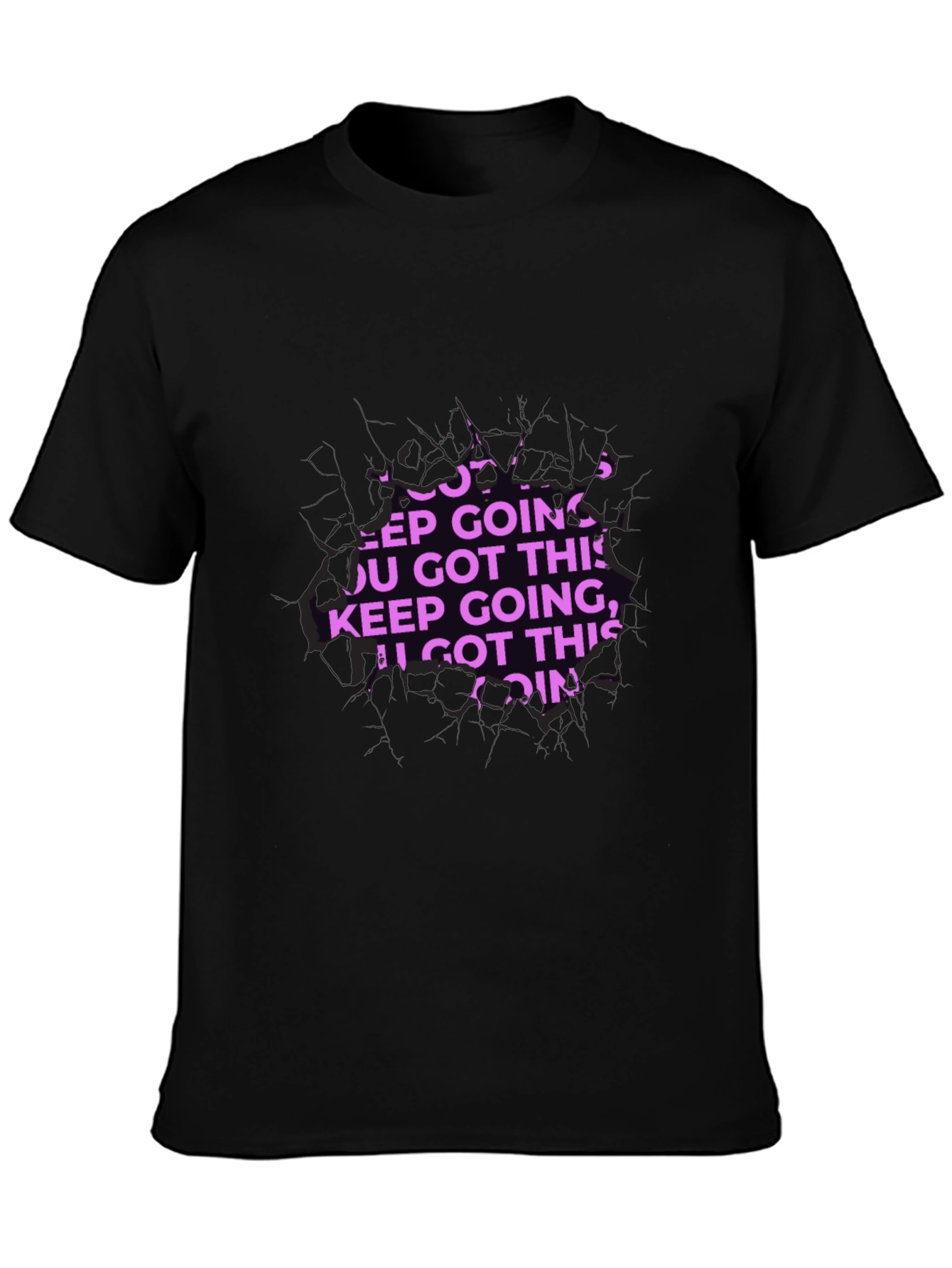 Black Motivational Keep Going Graphic Black T-Shirt view 3