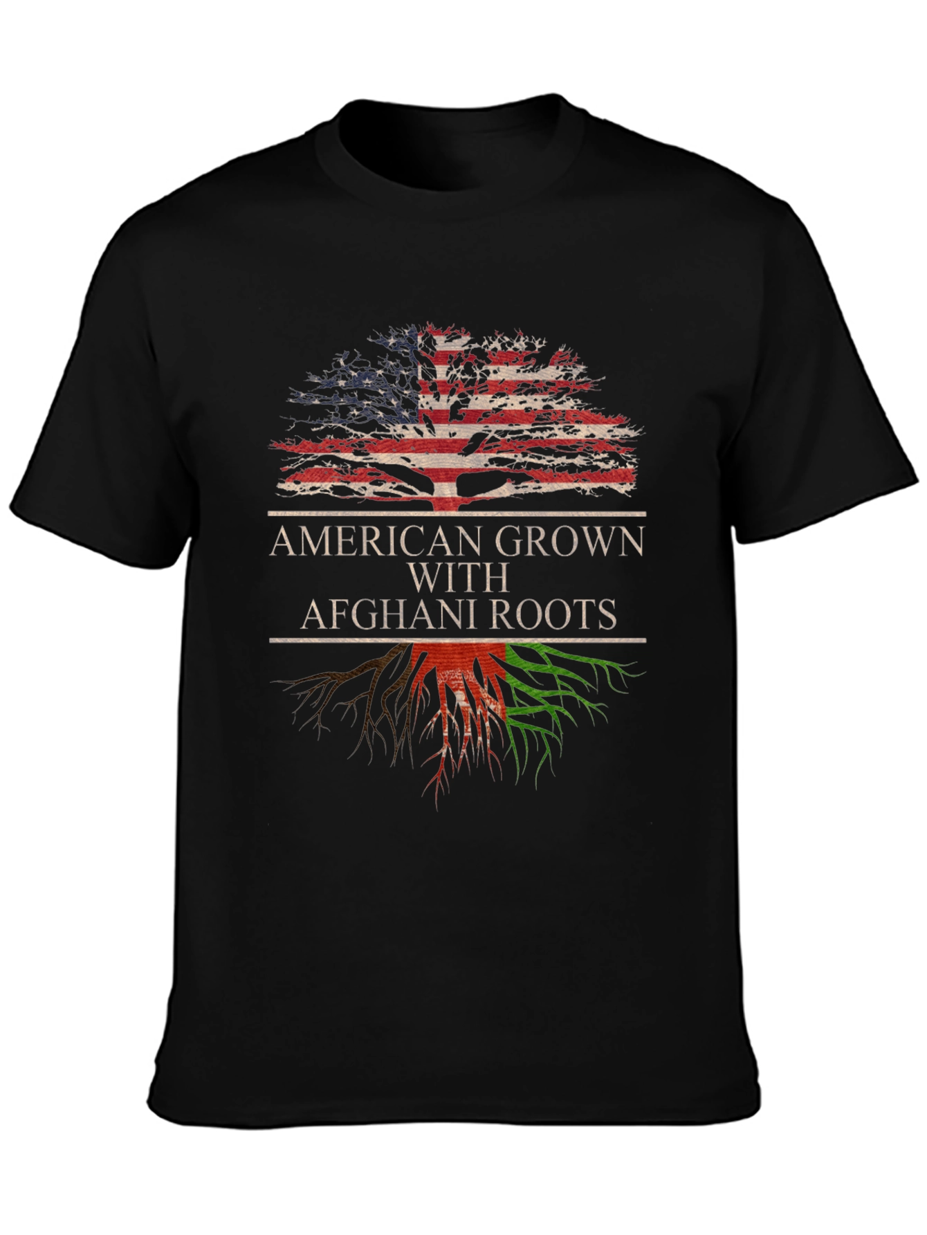 Black American Grown with Afghani Roots T-Shirt view 3