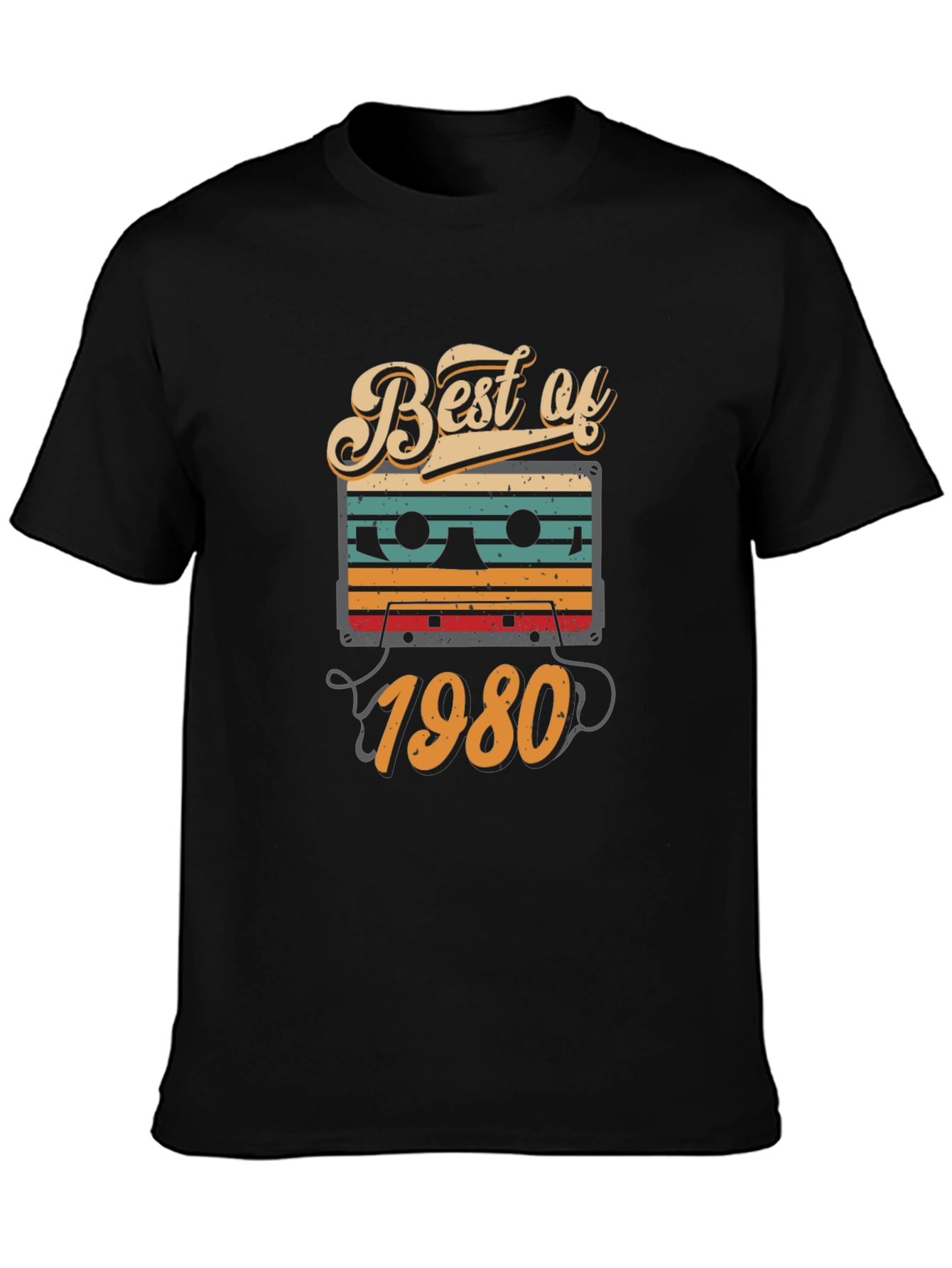 Black Best of 1980 Retro Cassette T-Shirt view 3