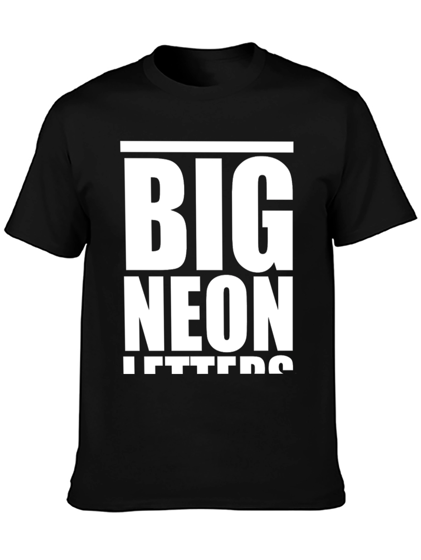Black Big Neon Letters Graphic T-Shirt view 3