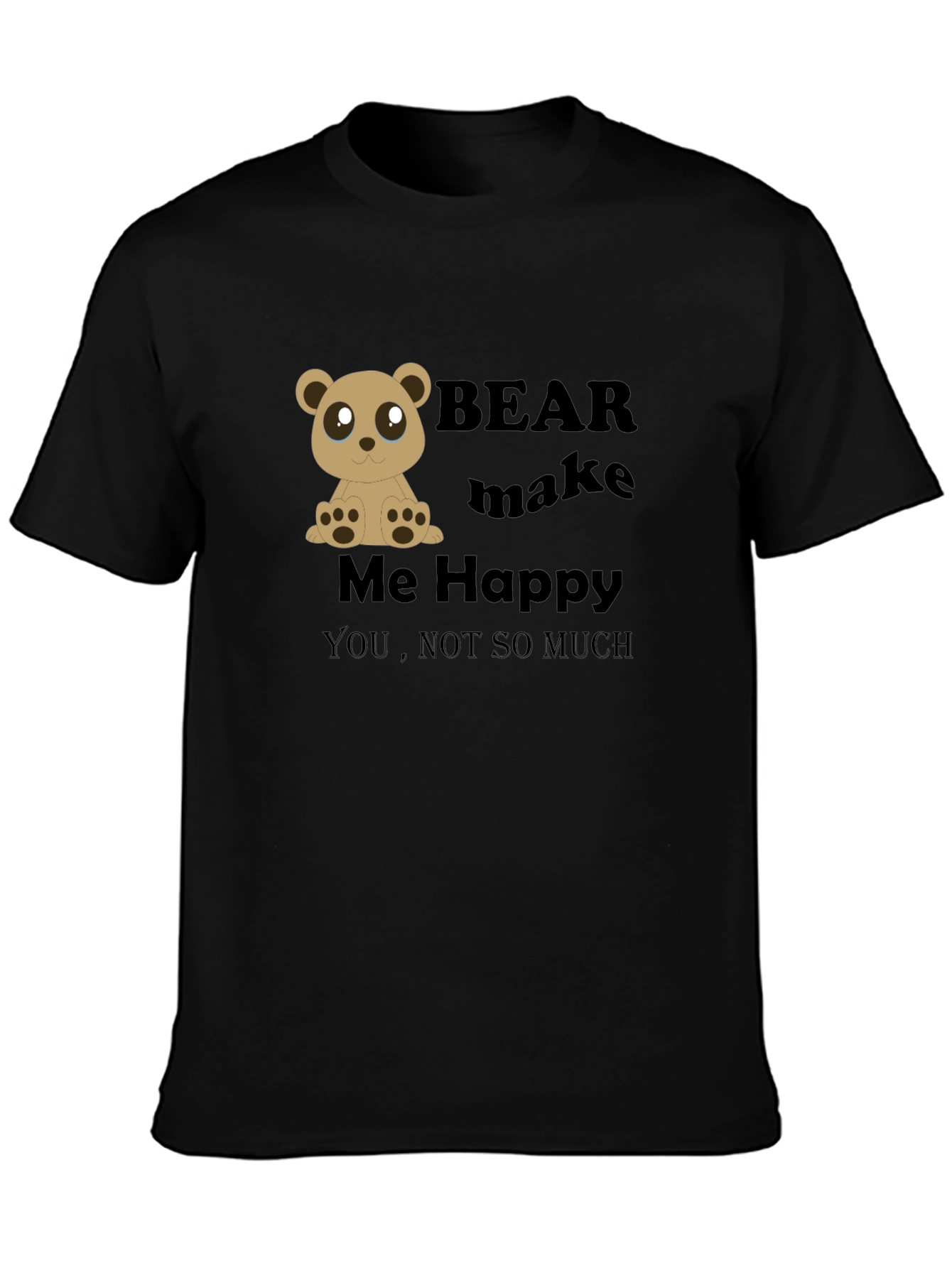 Black Bear Make Me Happy Black Graphic Tee view 3