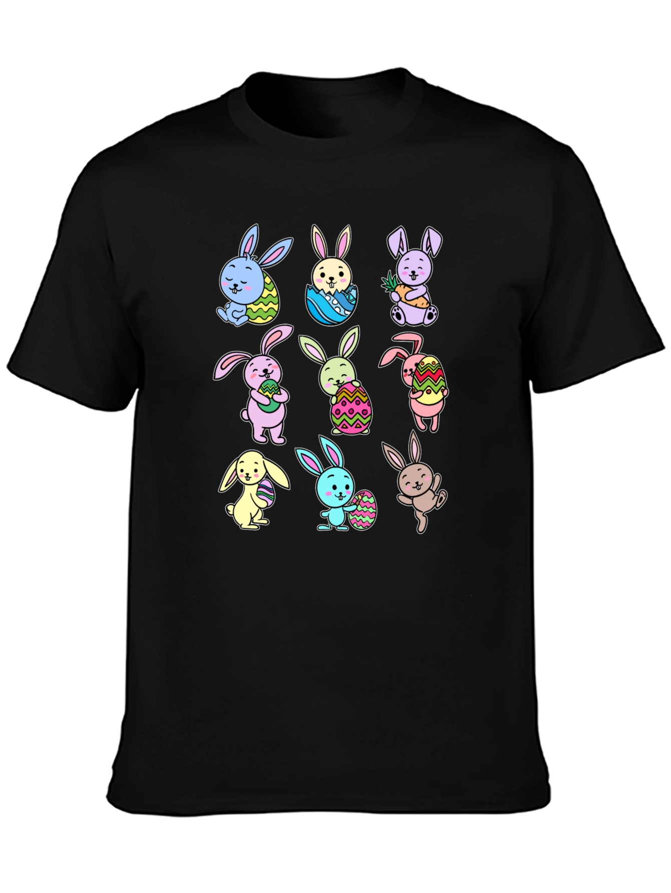 Black Easter Bunny T-Shirt Cute Rabbits view 3