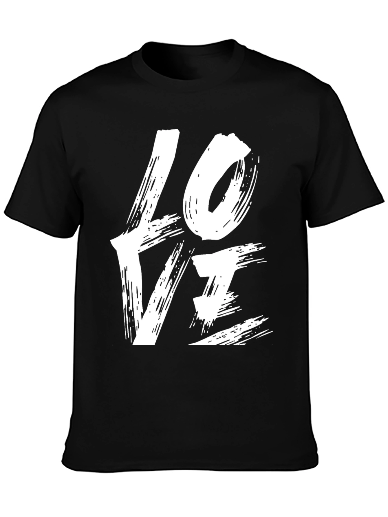 Black Love Brushstroke Graphic Tee - Black Casual Shirt view 3