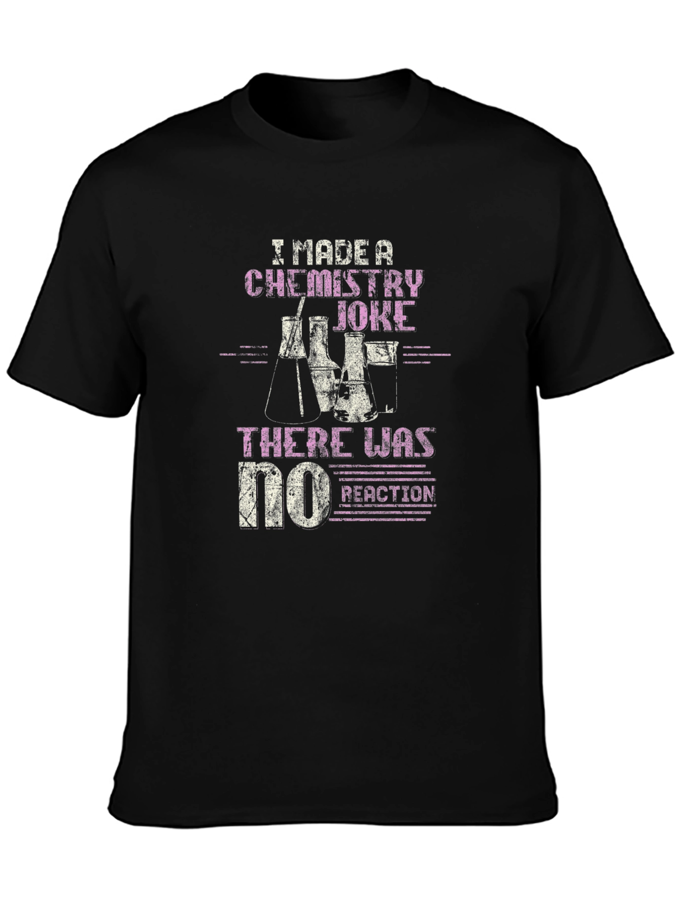 Black Chemistry Joke T-Shirt - No Reaction Funny Science Tee view 3