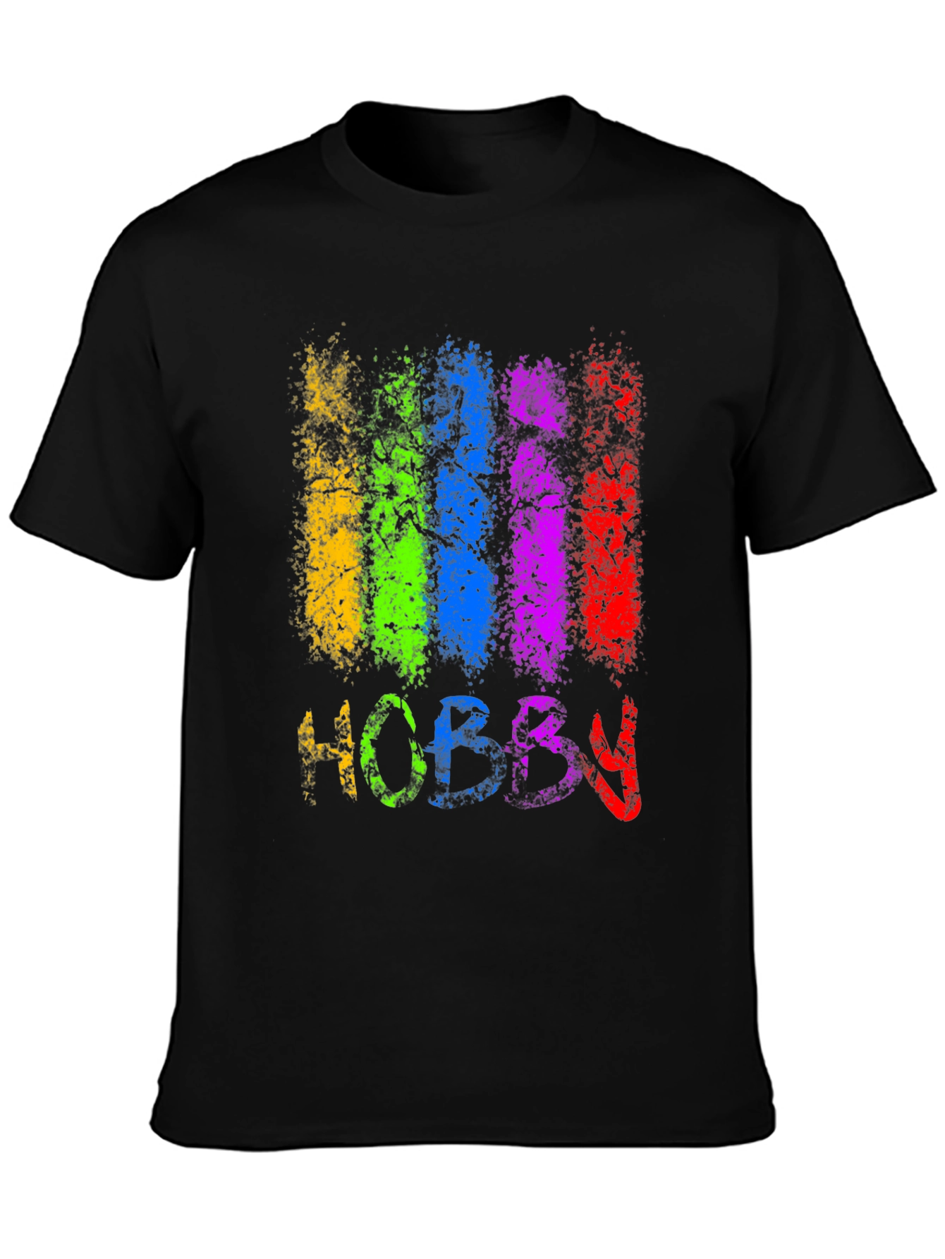 Black Colorful Hobby Graphic Tee - Black Cotton Blend view 3