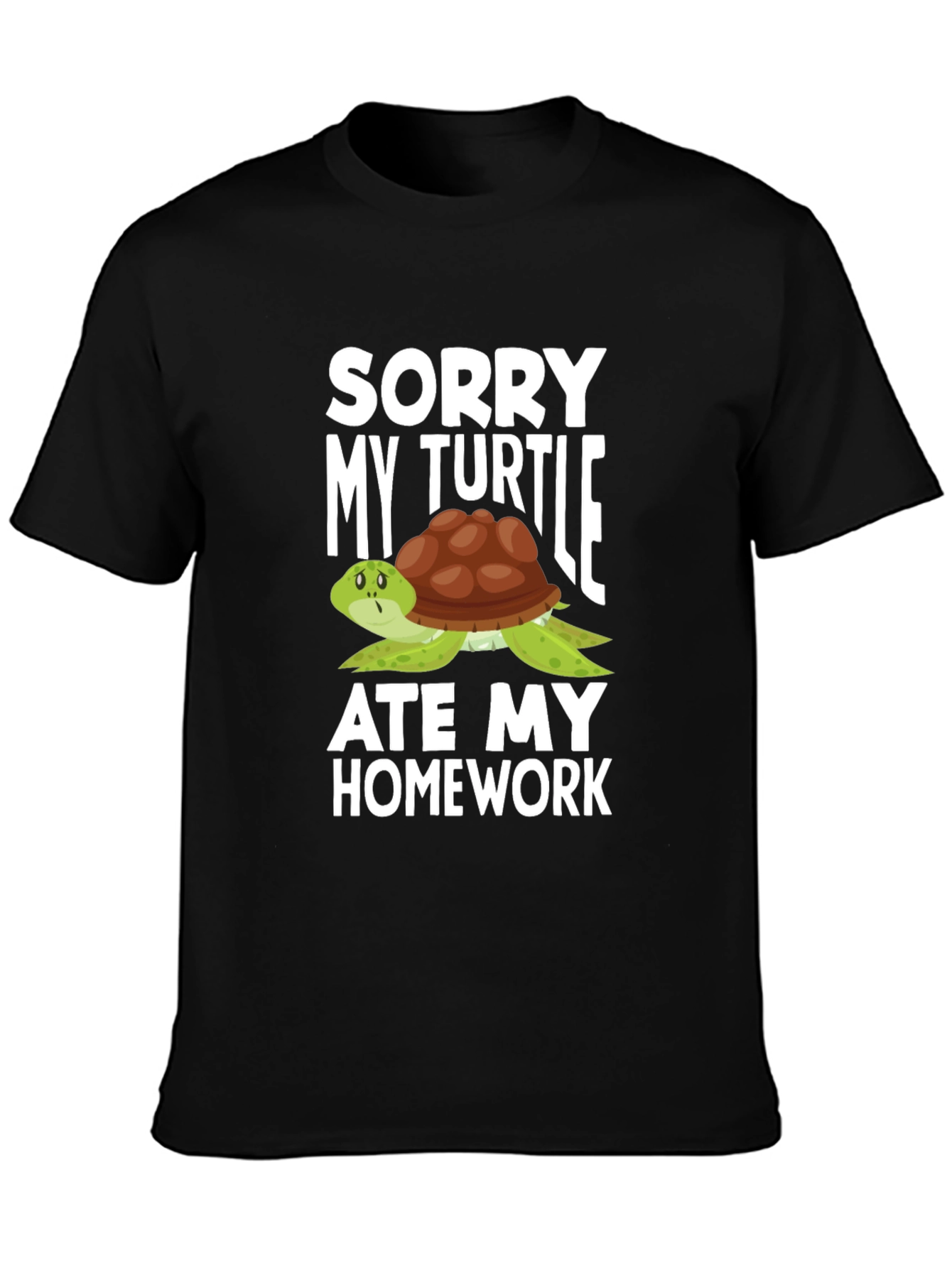 Black Sorry My Turtle Ate My Homework T-Shirt view 3