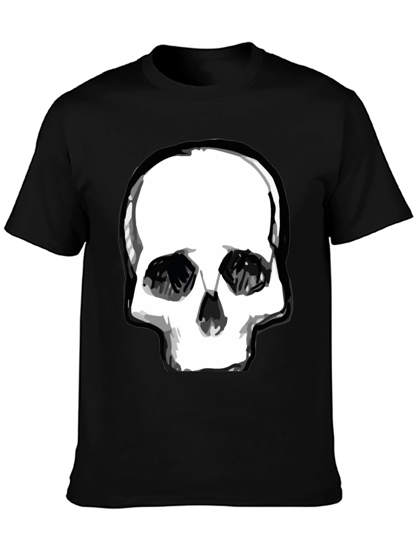 Black Skull Graphic Print Black T-Shirt view 3