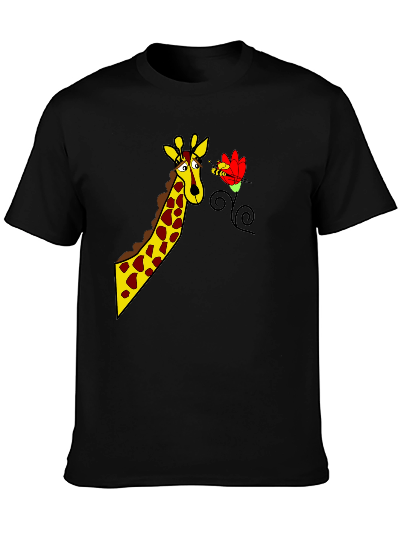 Black Giraffe & Bee Graphic Tee - Black view 3