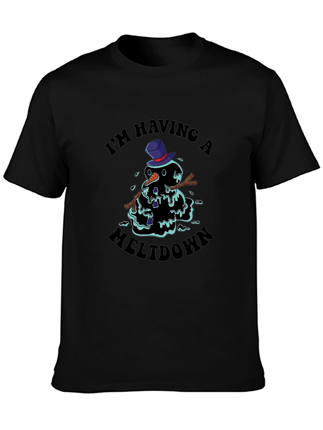 Black Meltdown Snowman Graphic Tee - I'm Having A Meltdown T-Shirt view 3