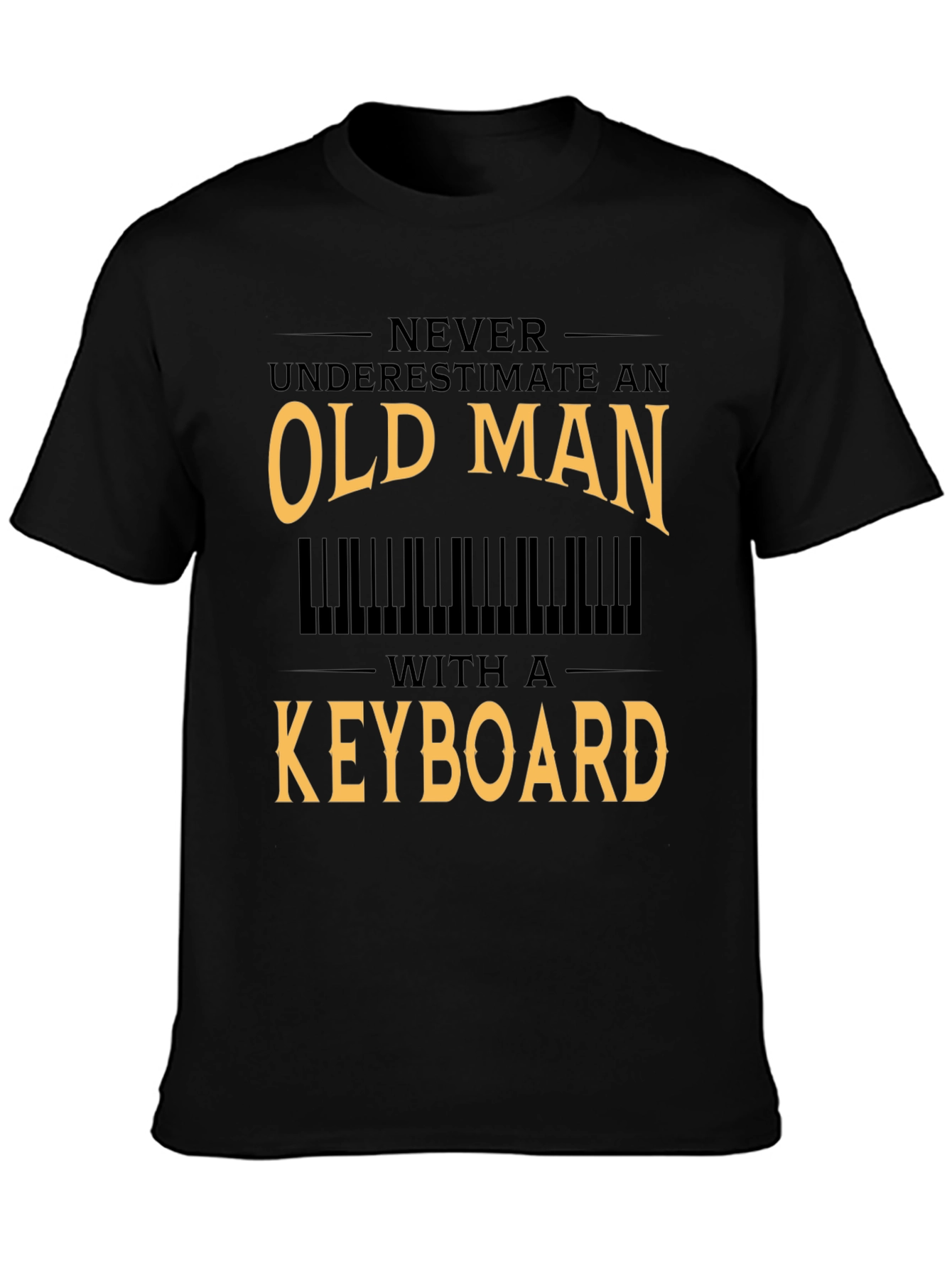 Black Old Man Keyboard T-Shirt - Musician Gift view 3