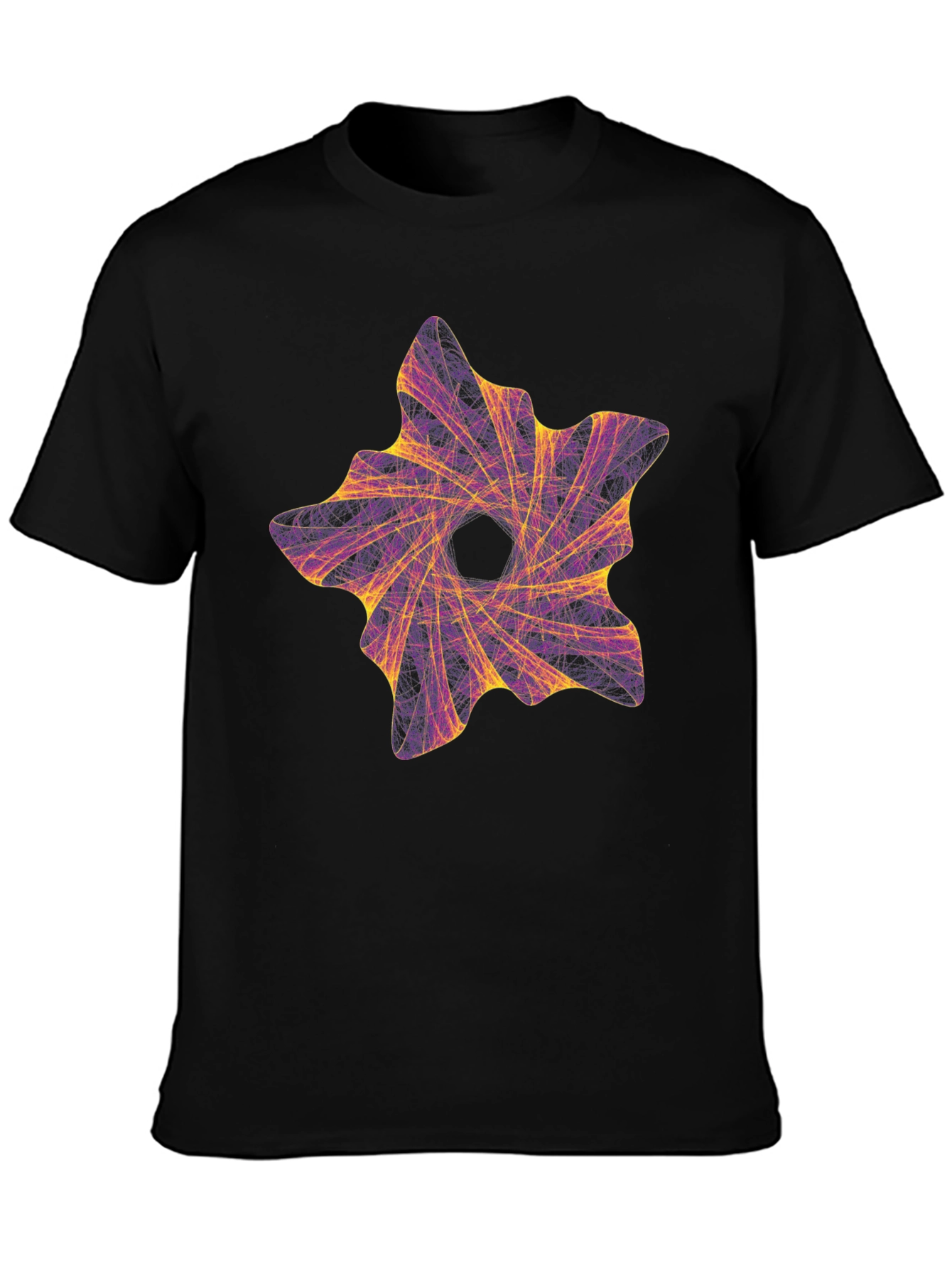 Black Abstract Vortex Graphic Black T-Shirt view 3