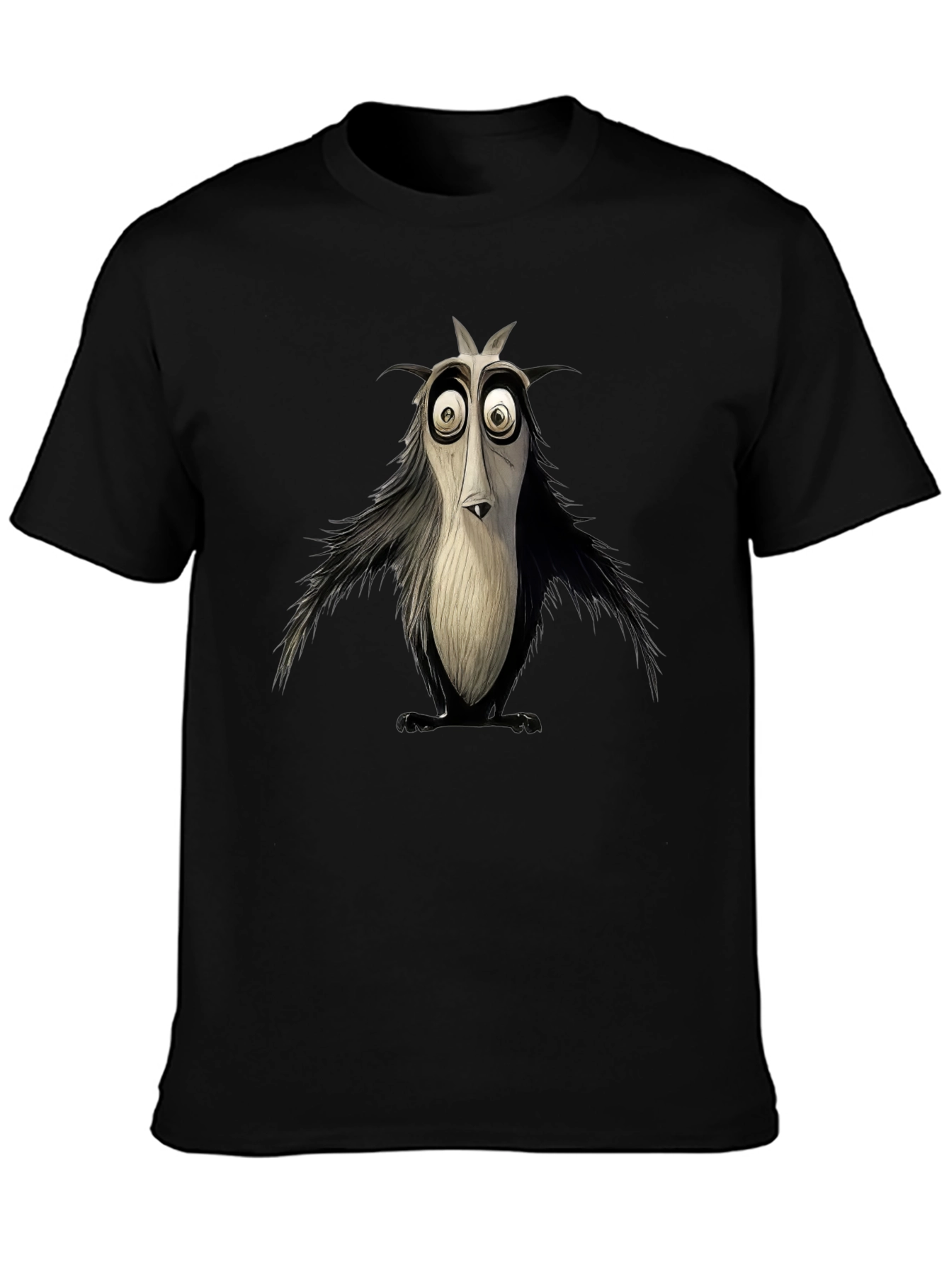 Black Cartoon Bird Graphic Tee - Black, Unique Design view 3