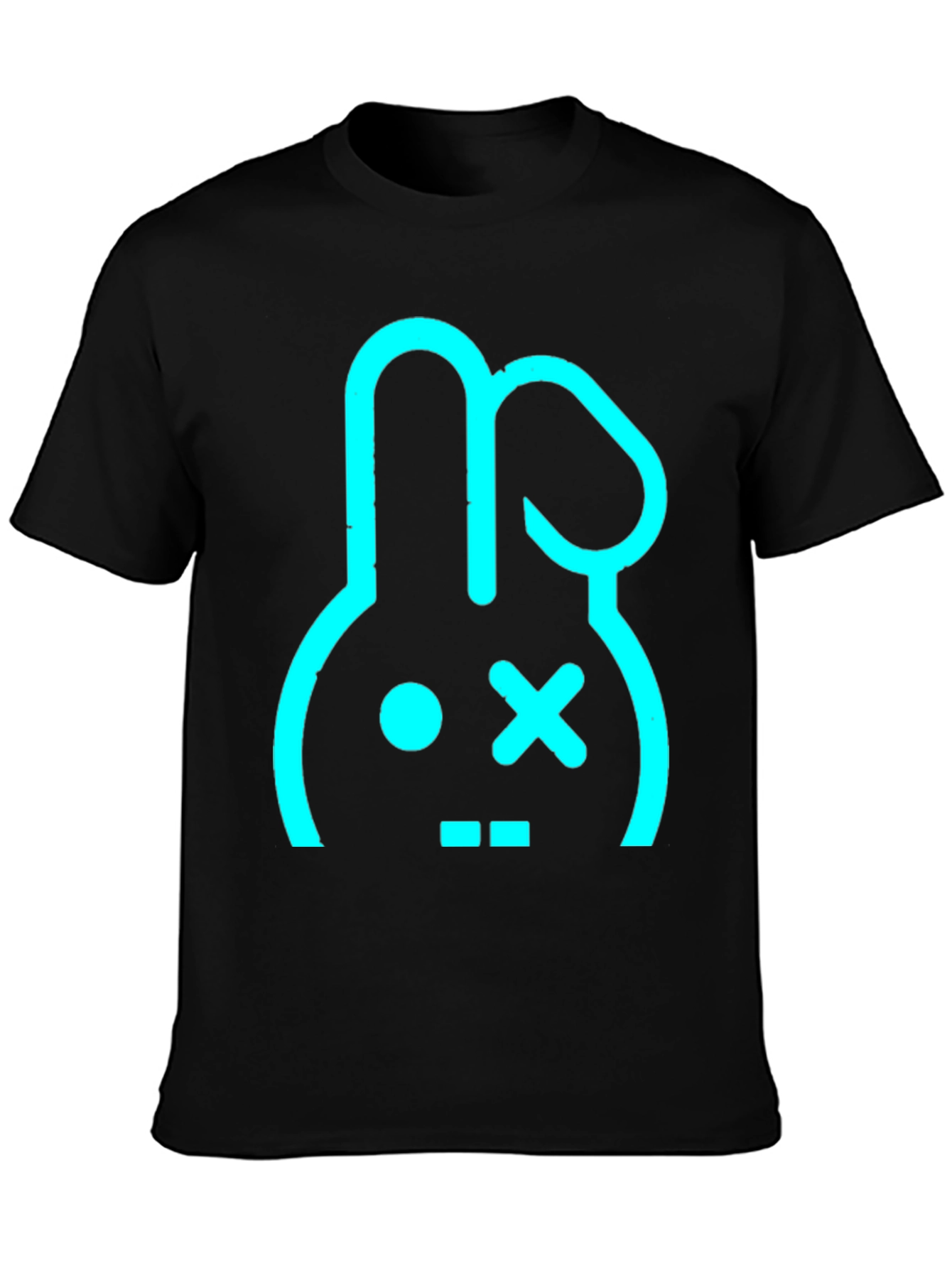 Black Cool Bunny Graphic Tee - Black Cotton Blend view 3