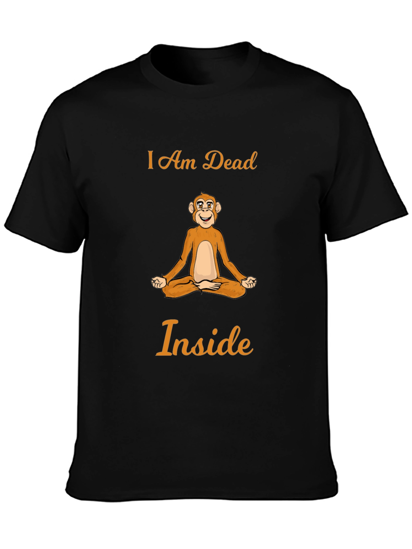 Black I Am Dead Inside Monkey Meditation T-Shirt view 3