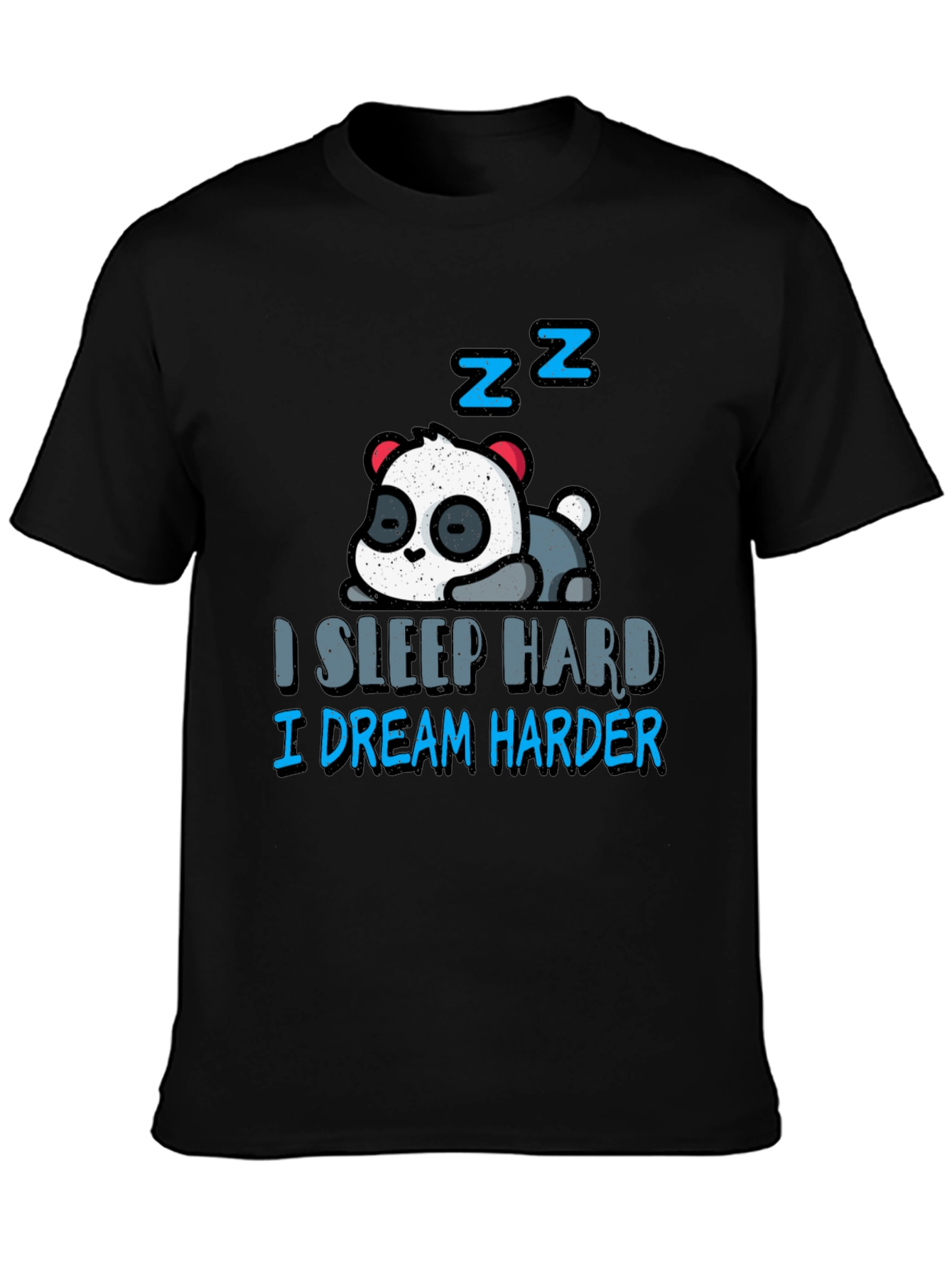 Black Sleepy Panda T-Shirt - I Sleep Hard, I Dream Harder view 3