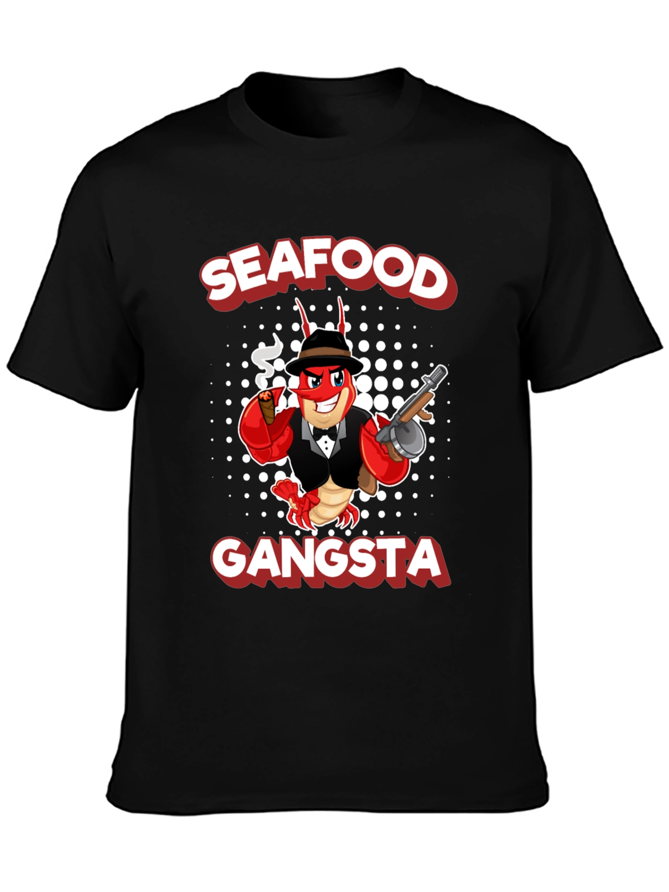 Black Seafood Gangsta Funny Graphic T-Shirt view 3