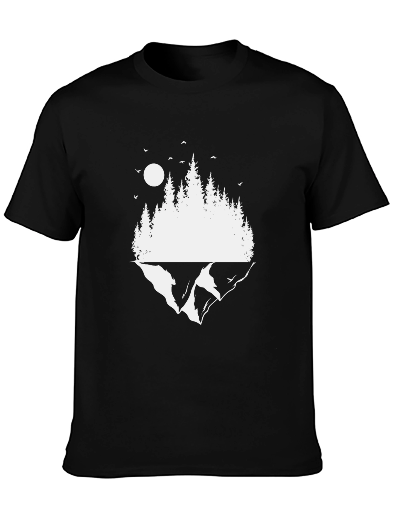 Black Nature Scene Graphic Black T-Shirt view 3