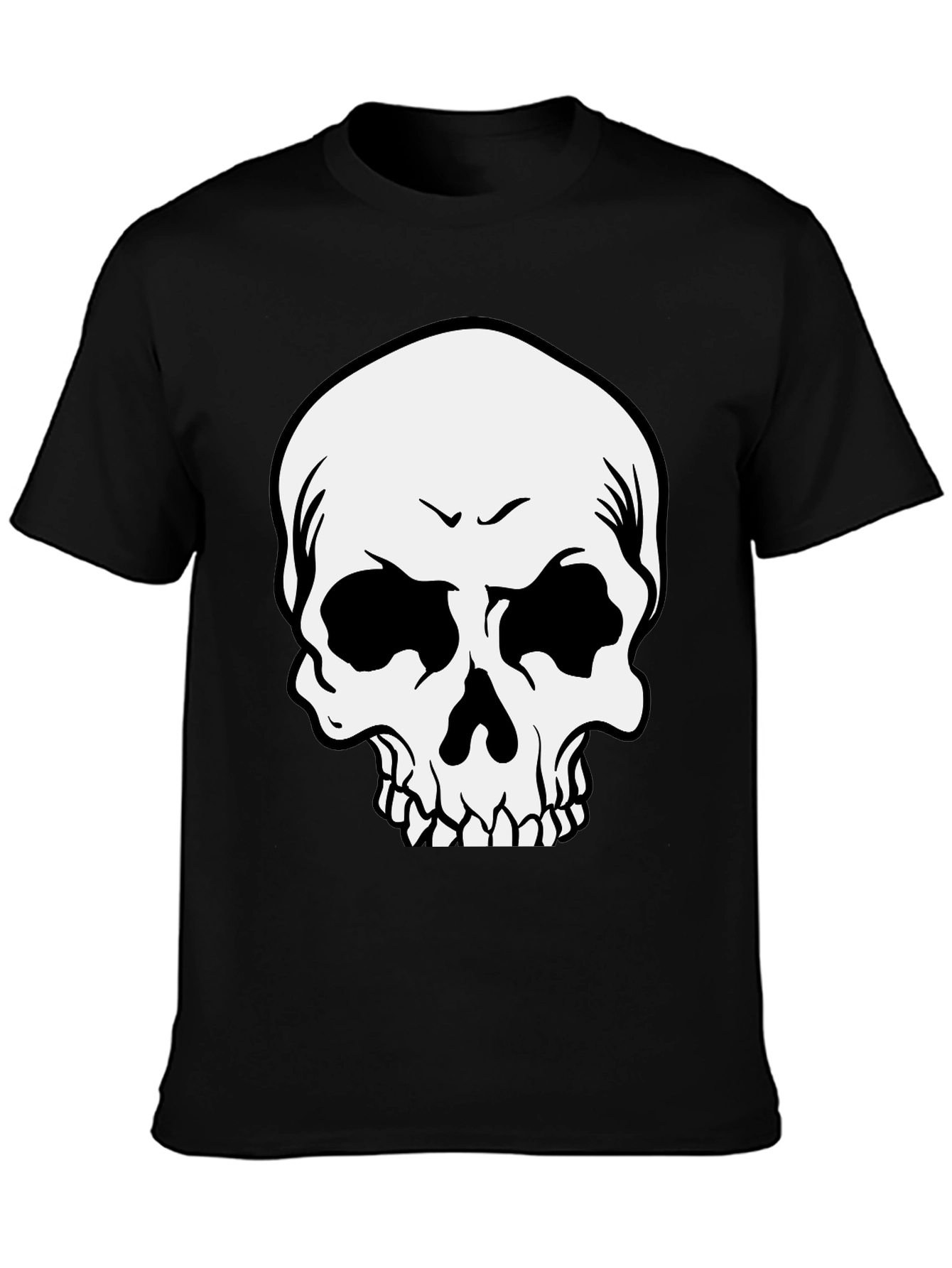 Black Skull Graphic Print Black T-Shirt view 3