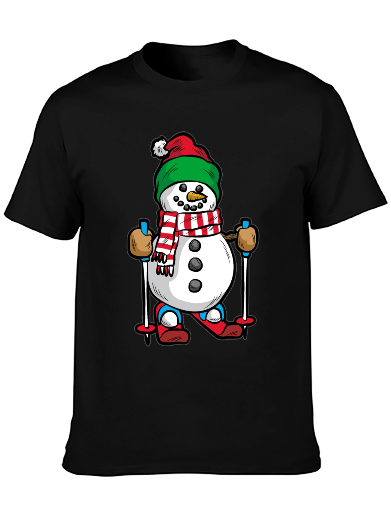 Black Snowman Skiing Graphic Tee - Holiday Cheer view 3