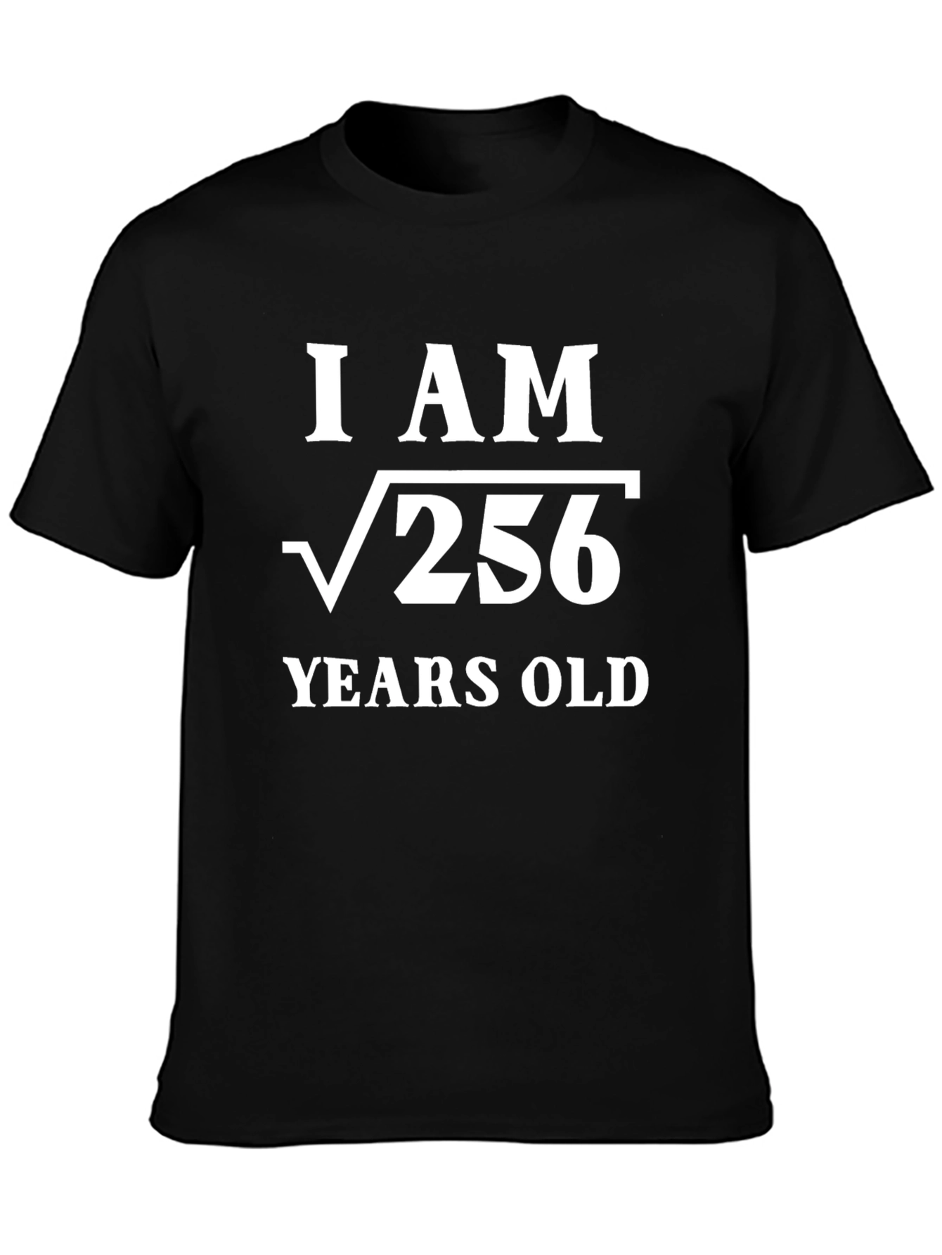 Black Funny Math Birthday T-Shirt - I Am √256 Years Old view 3