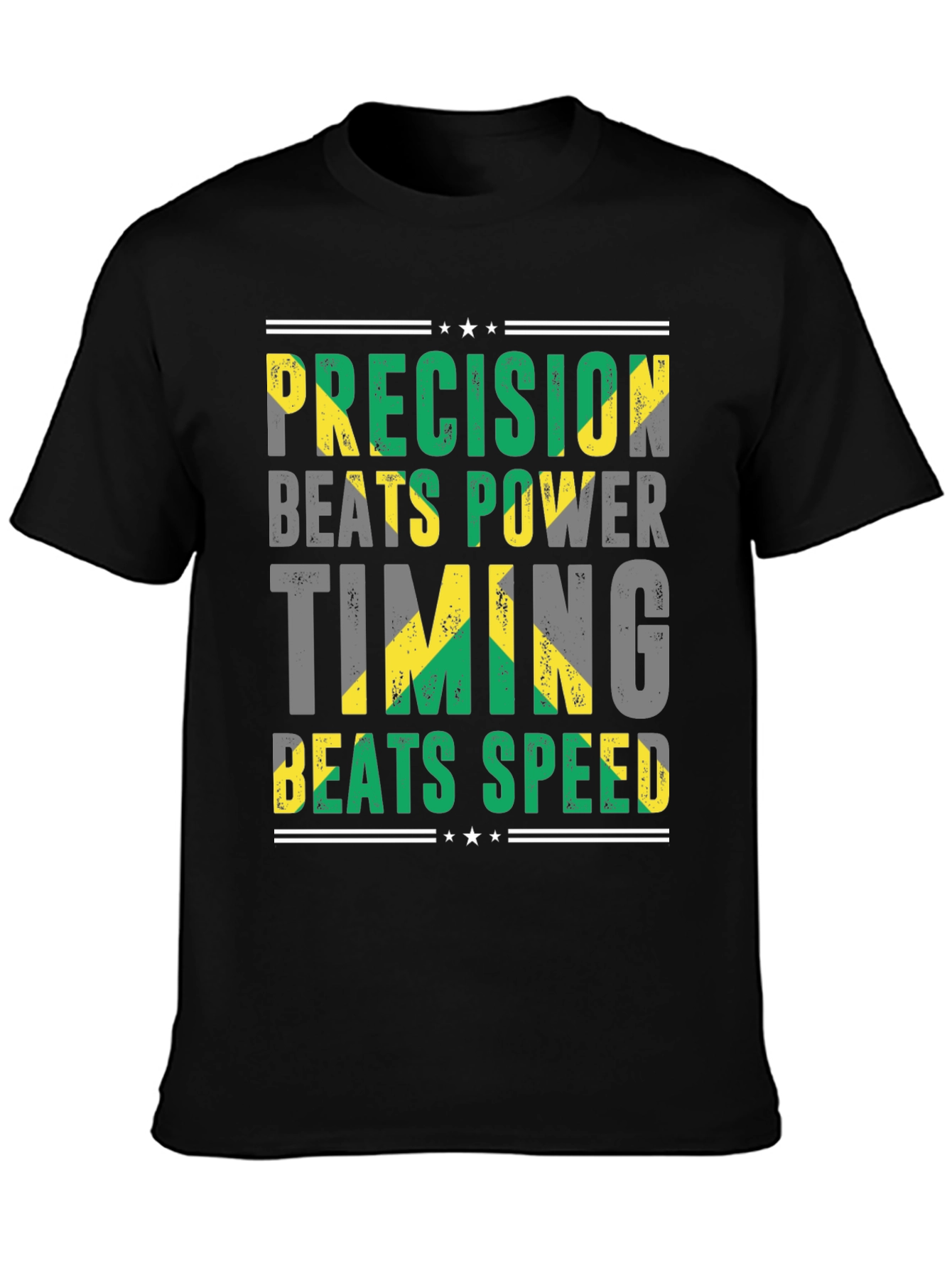 Black Precision Beats Power Jamaica T-Shirt view 3