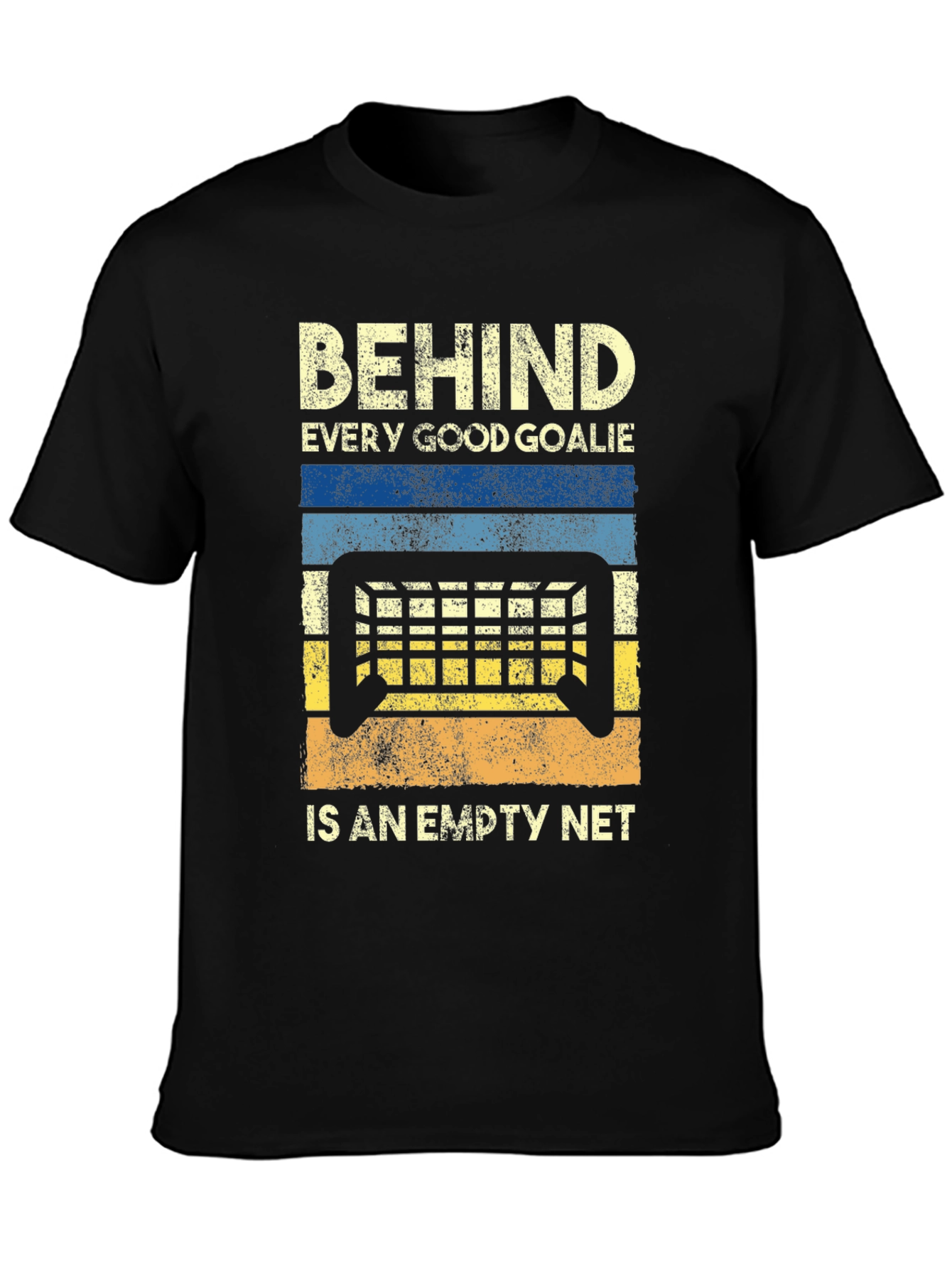 Black Funny Hockey Goalie Empty Net Graphic T-Shirt view 3