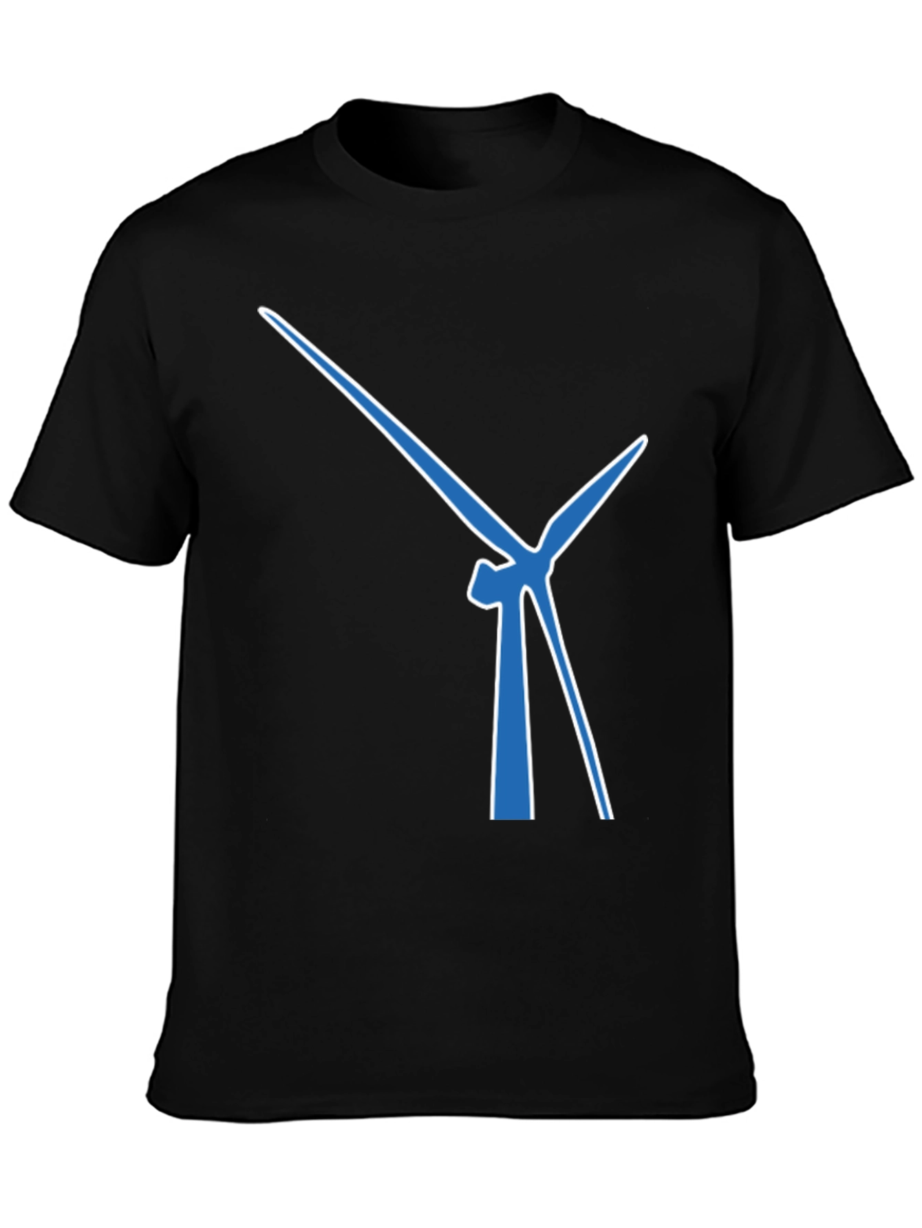 Black Wind Turbine Graphic Tee - Modern Blue Design view 3