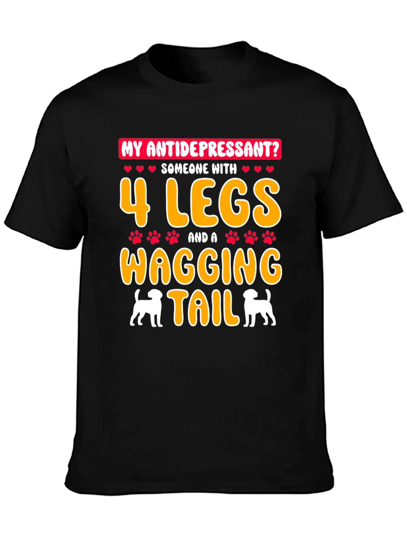 Black My Antidepressant Dog Lover T-Shirt view 3